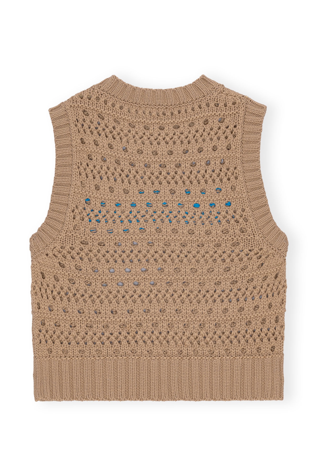 BROWN COTTON ROPE SHORT VEST - 2