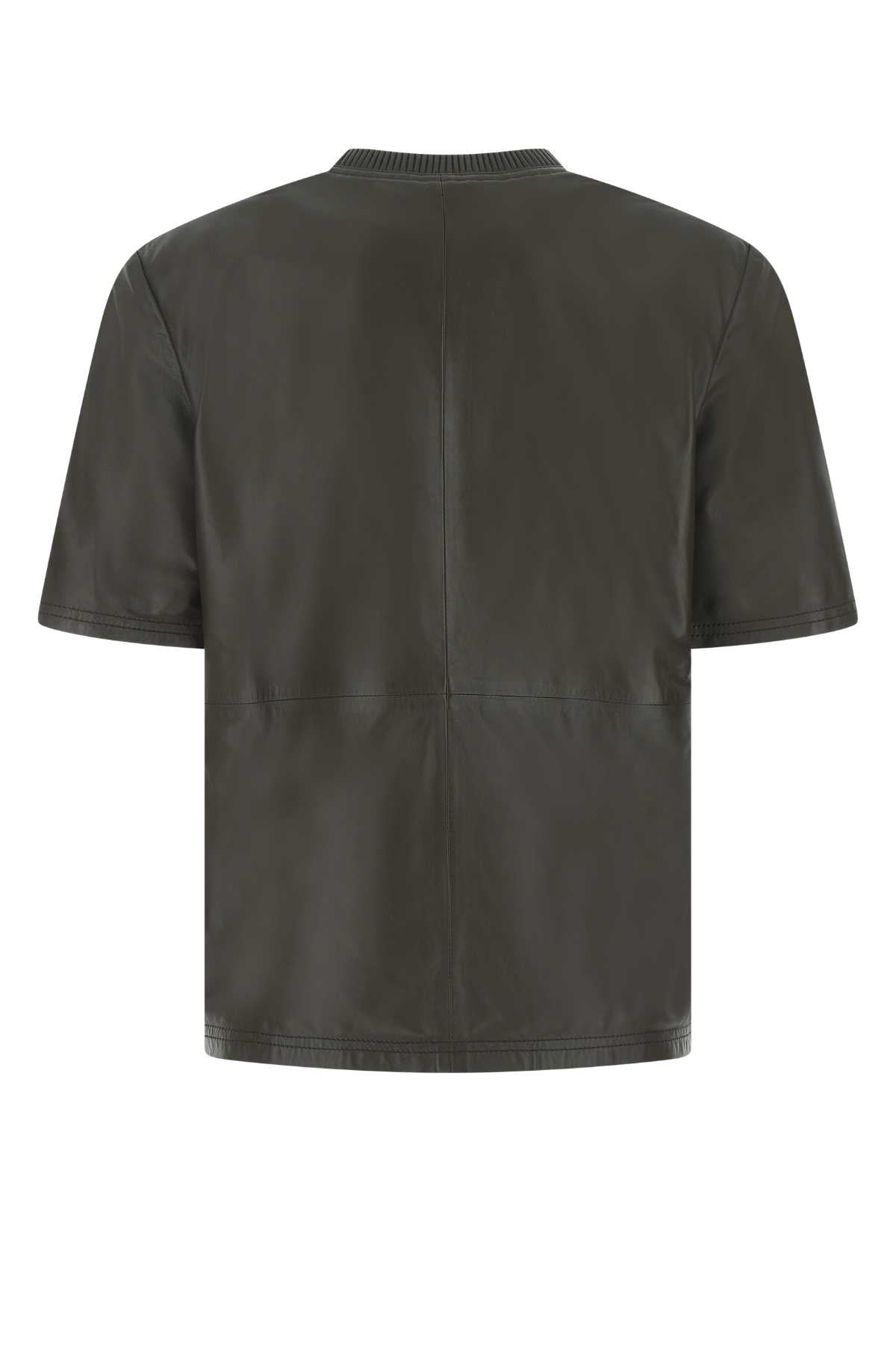 Amiri Women Dark Brown Leather T-Shirt - 2