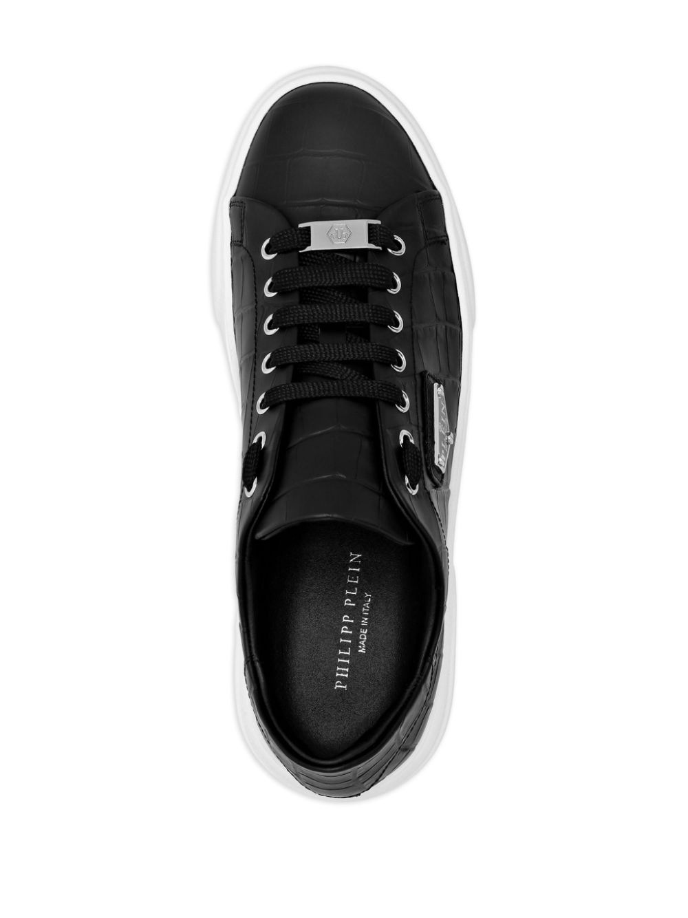 Iconic Plain-plaque croc-effect sneakers - 3