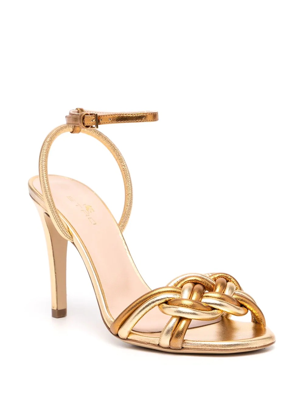 metallic-effect braided-strap sandals - 2