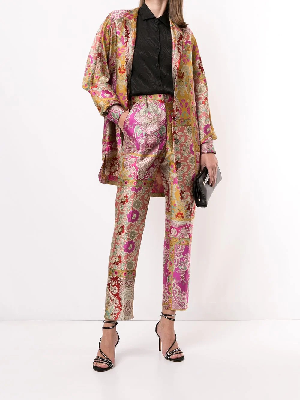 patchwork-print shirt jacket - 2