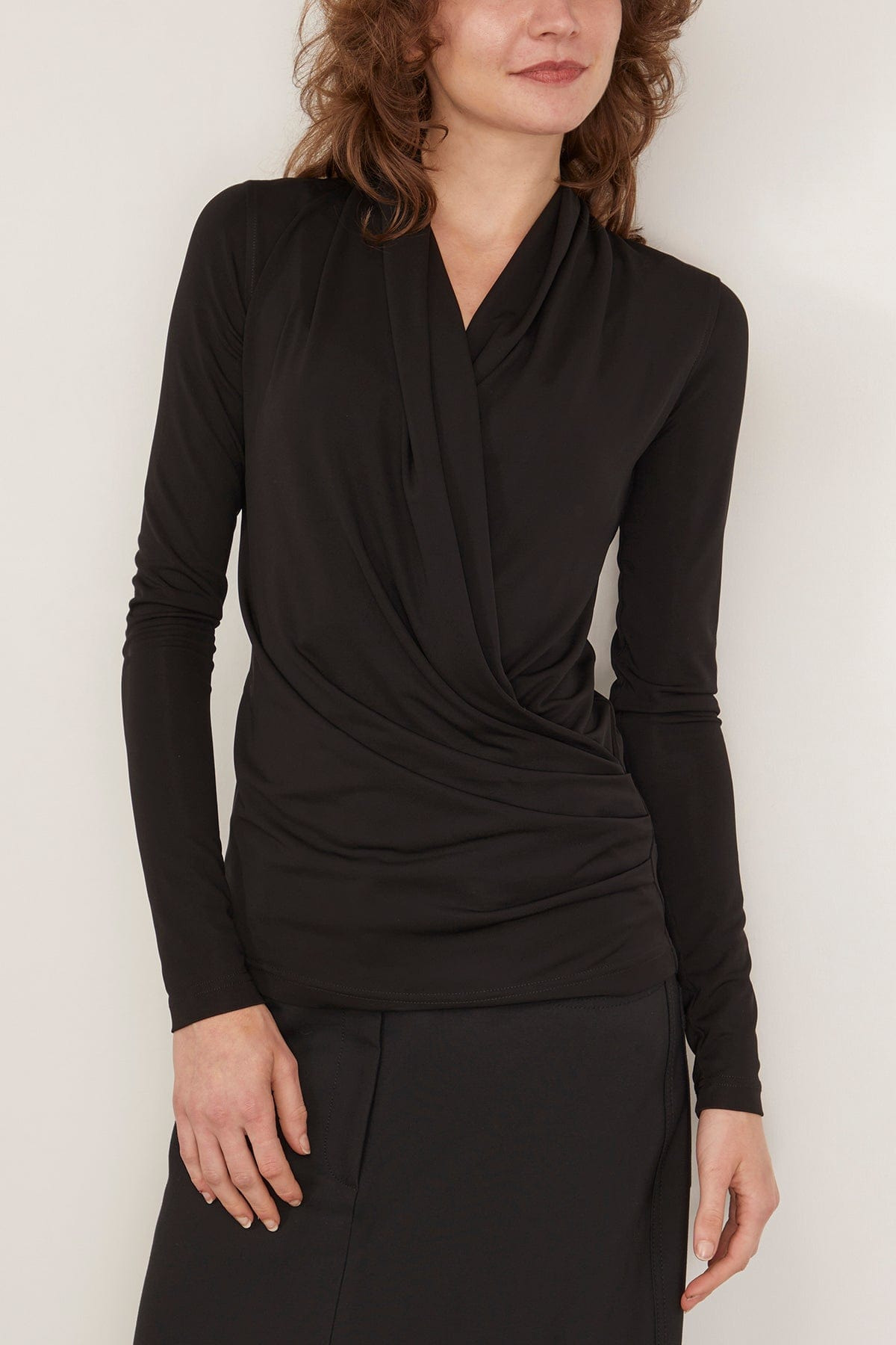 Overlapped Jersey Top in Black - 3