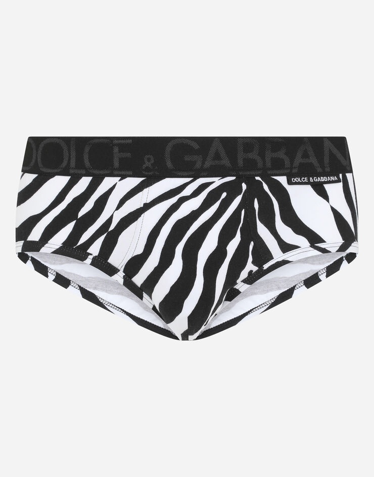 Stretch cotton Brando briefs with zebra print - 1