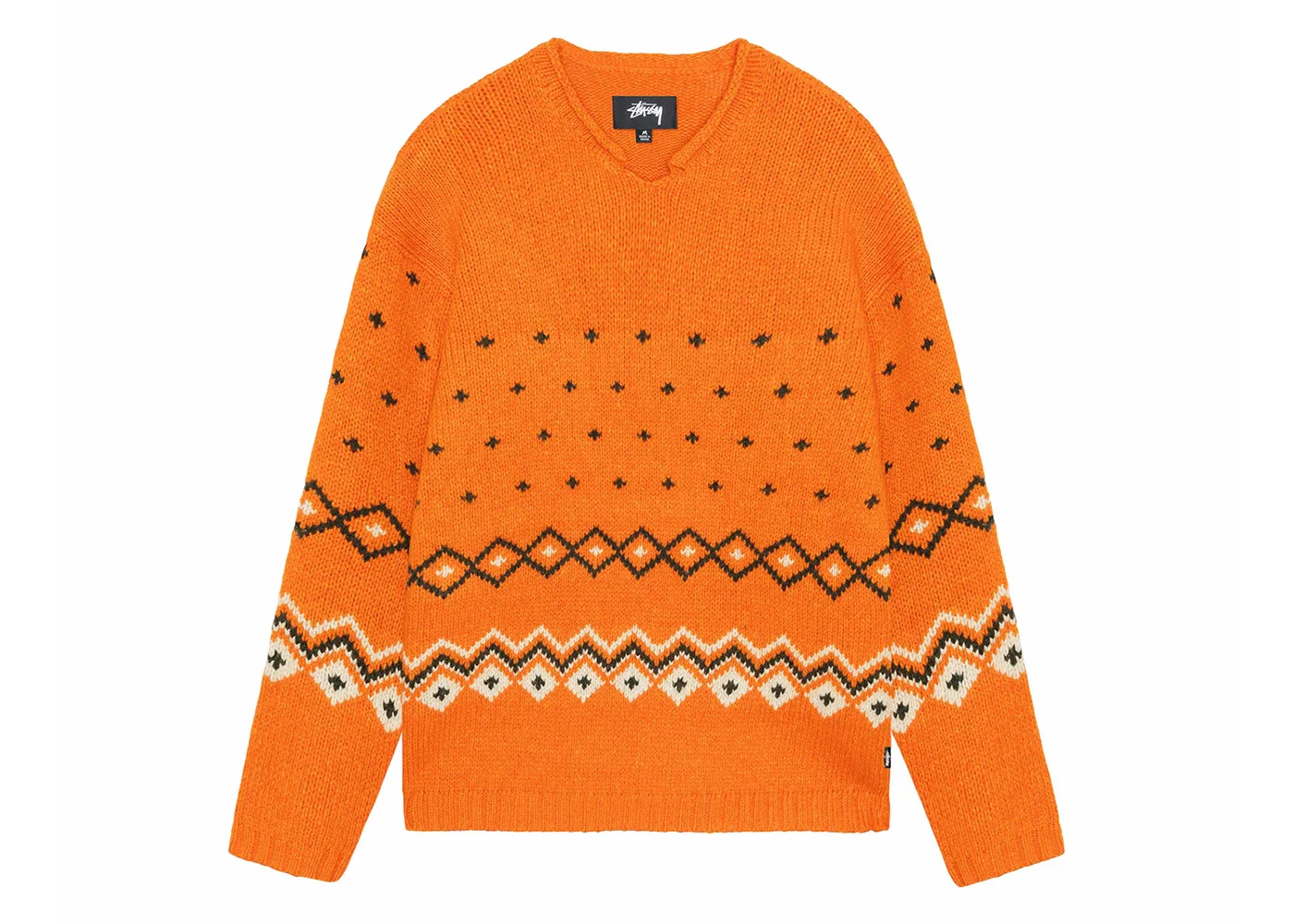 Stussy Roll Neck Fairisle Sweater Orange - 1