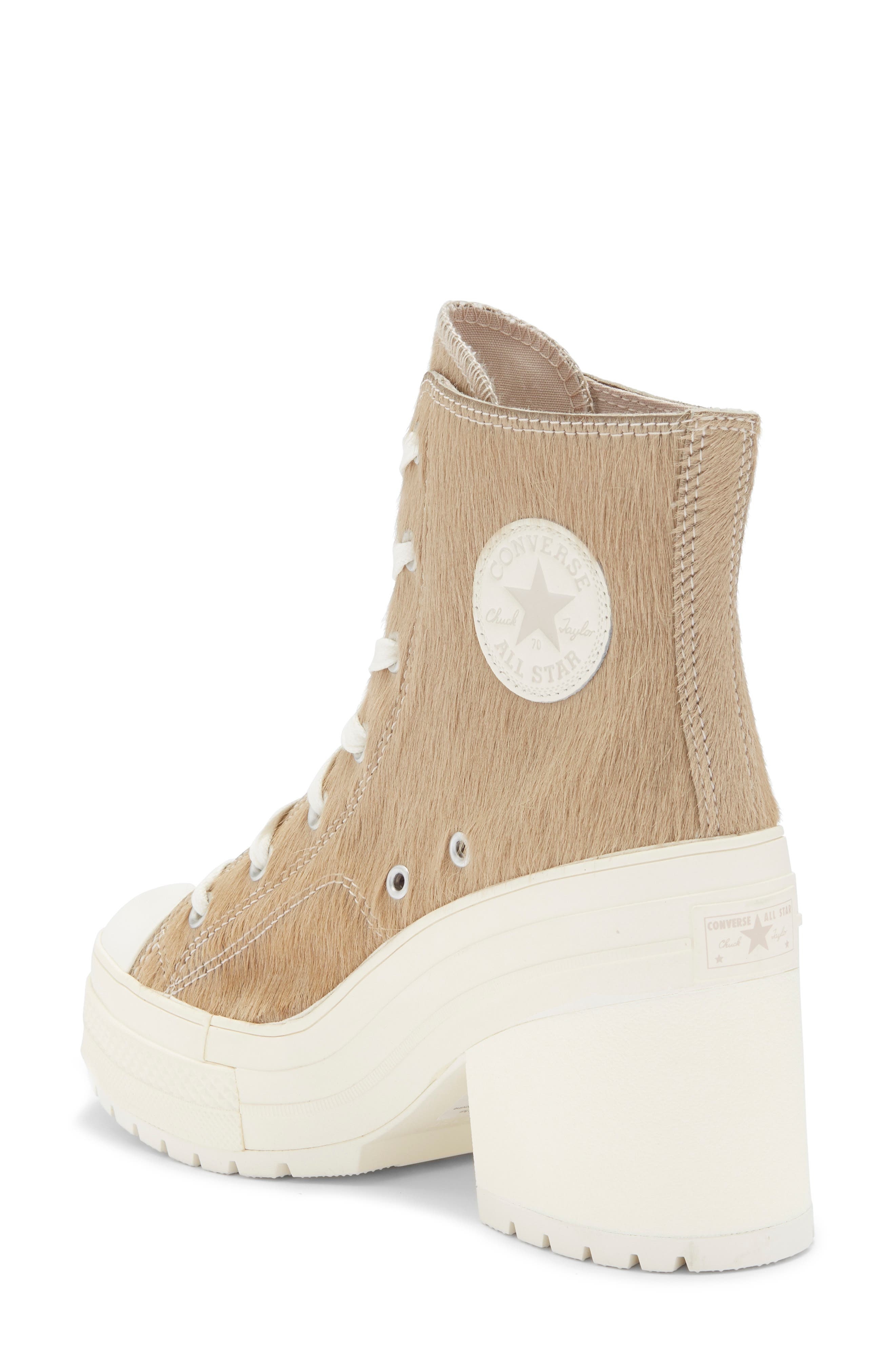 Converse Chuck 70 De Luxe Genuine Calf Hair Block Heel Sneaker in Warm Clay/Egret Calf Hair at Nords - 3
