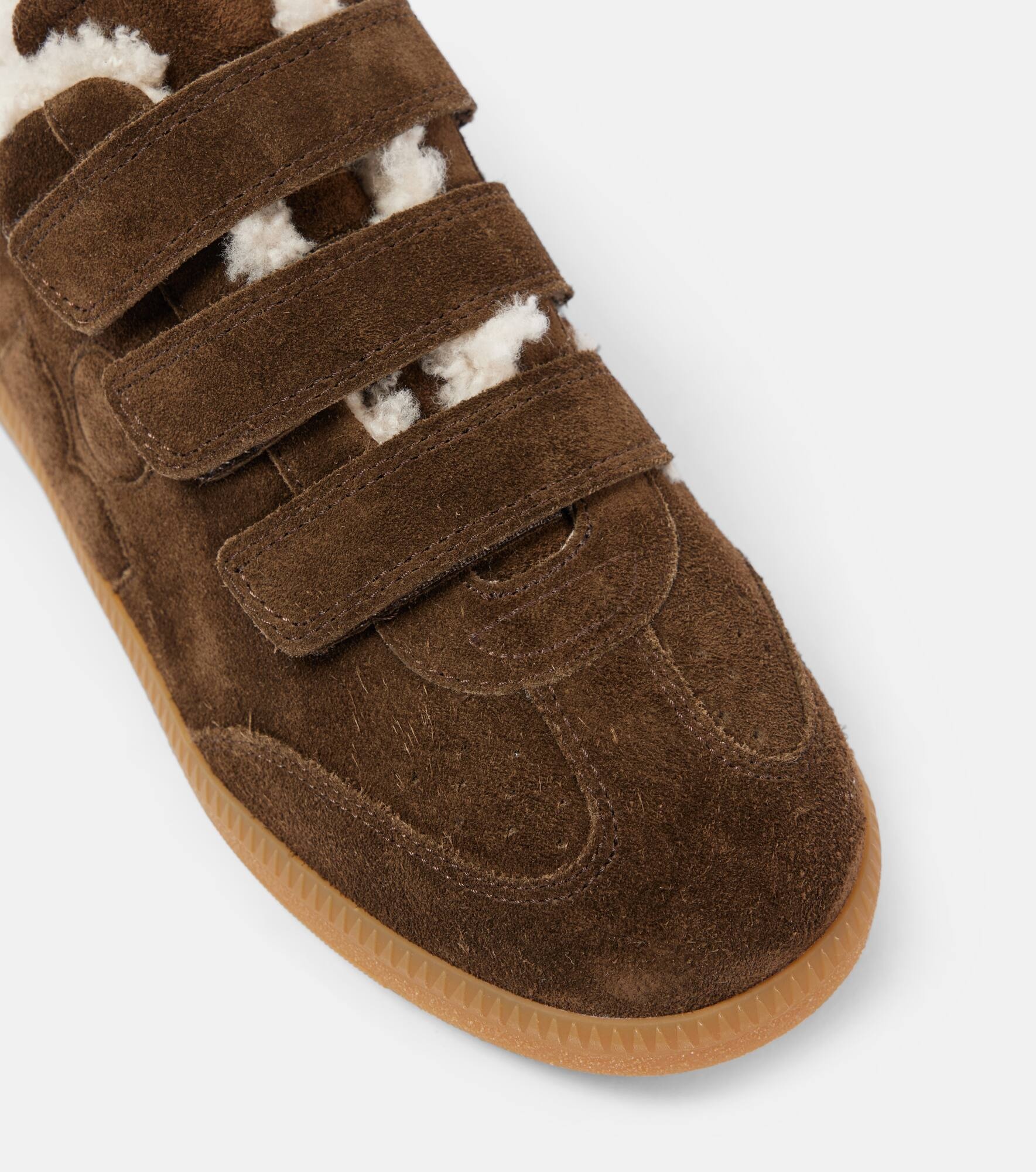 Beth shearling-trimmed leather sneakers - 4
