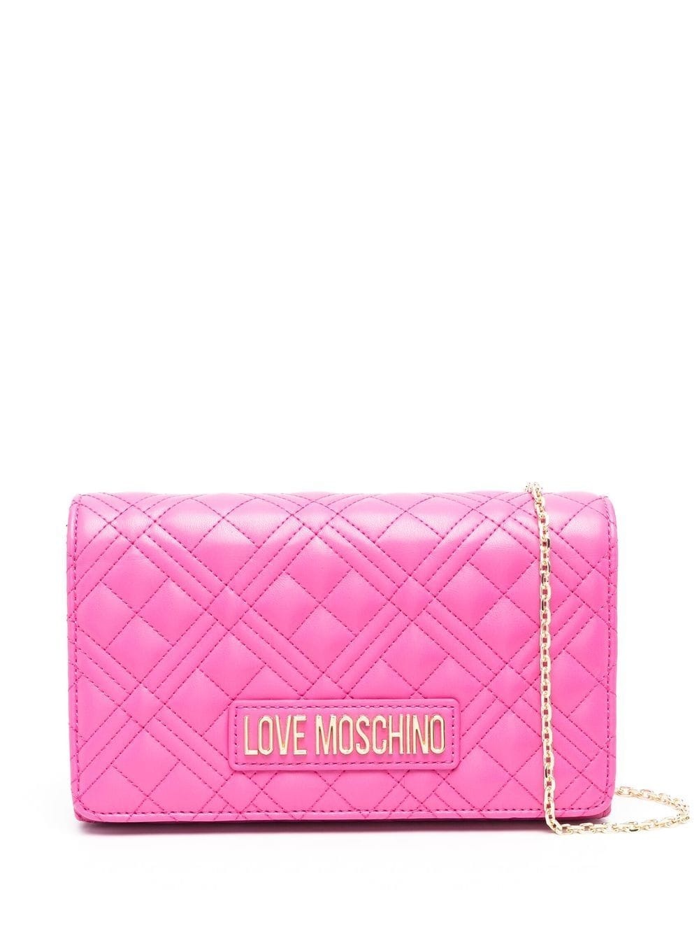 logo-plaque quilted shoulder bag - 1