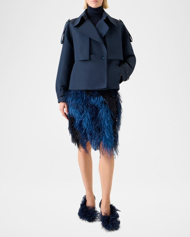 AKRIS David Duo Ottoman Silk Duo Trench Coat With Bolero outlook