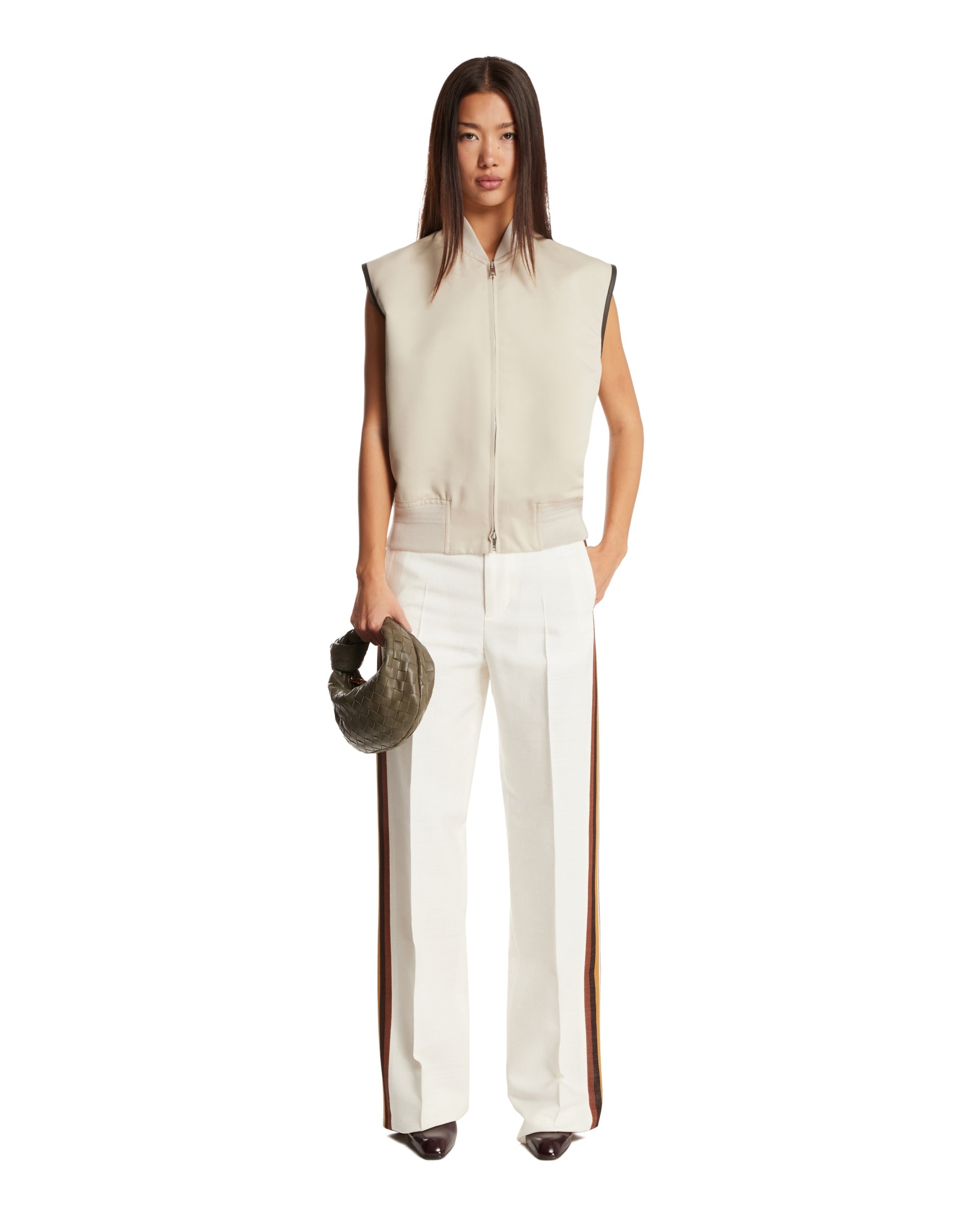 White Side Stripe Trousers - 2