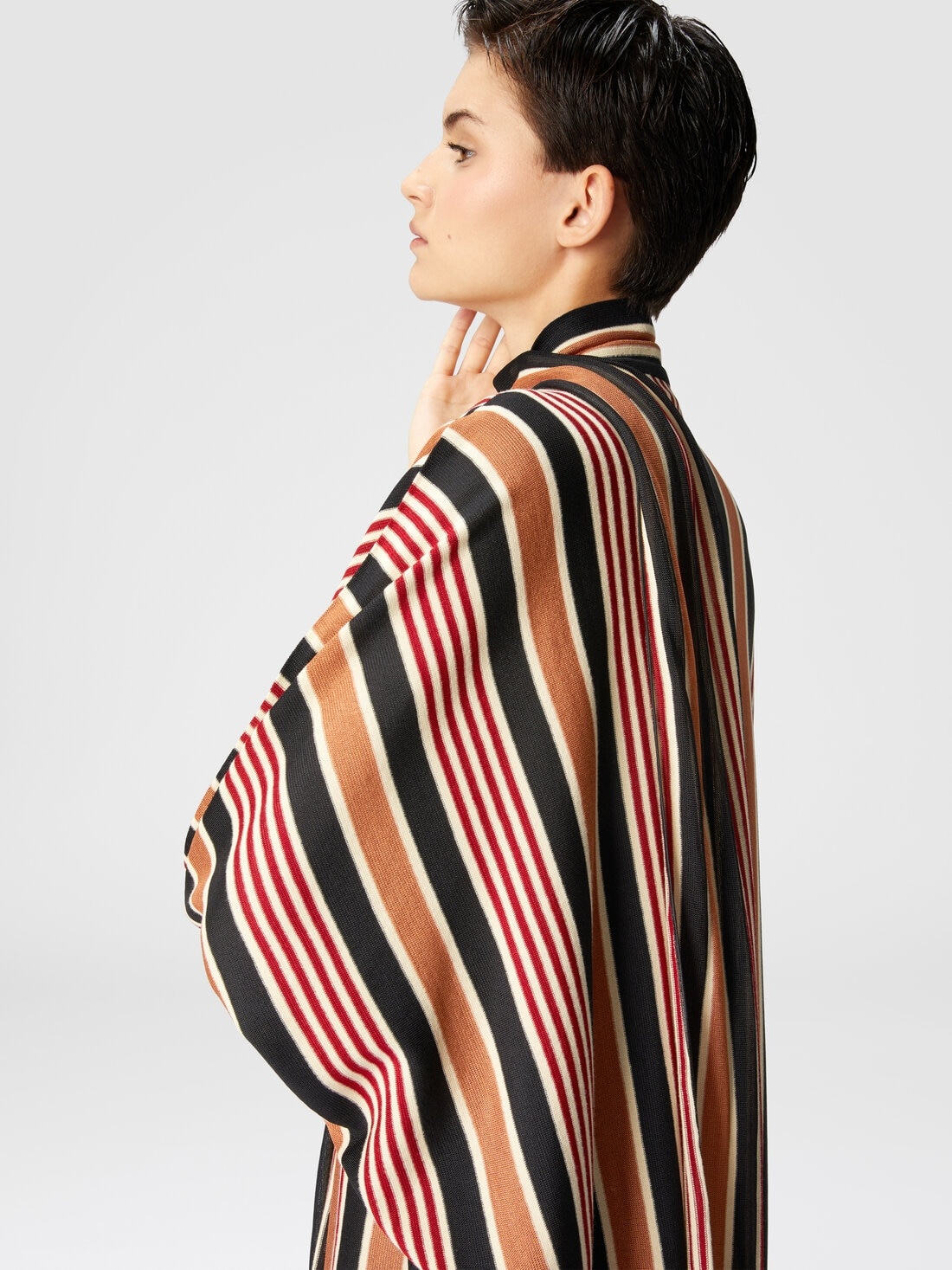 Long striped cotton and viscose dress with knotted collar - 5