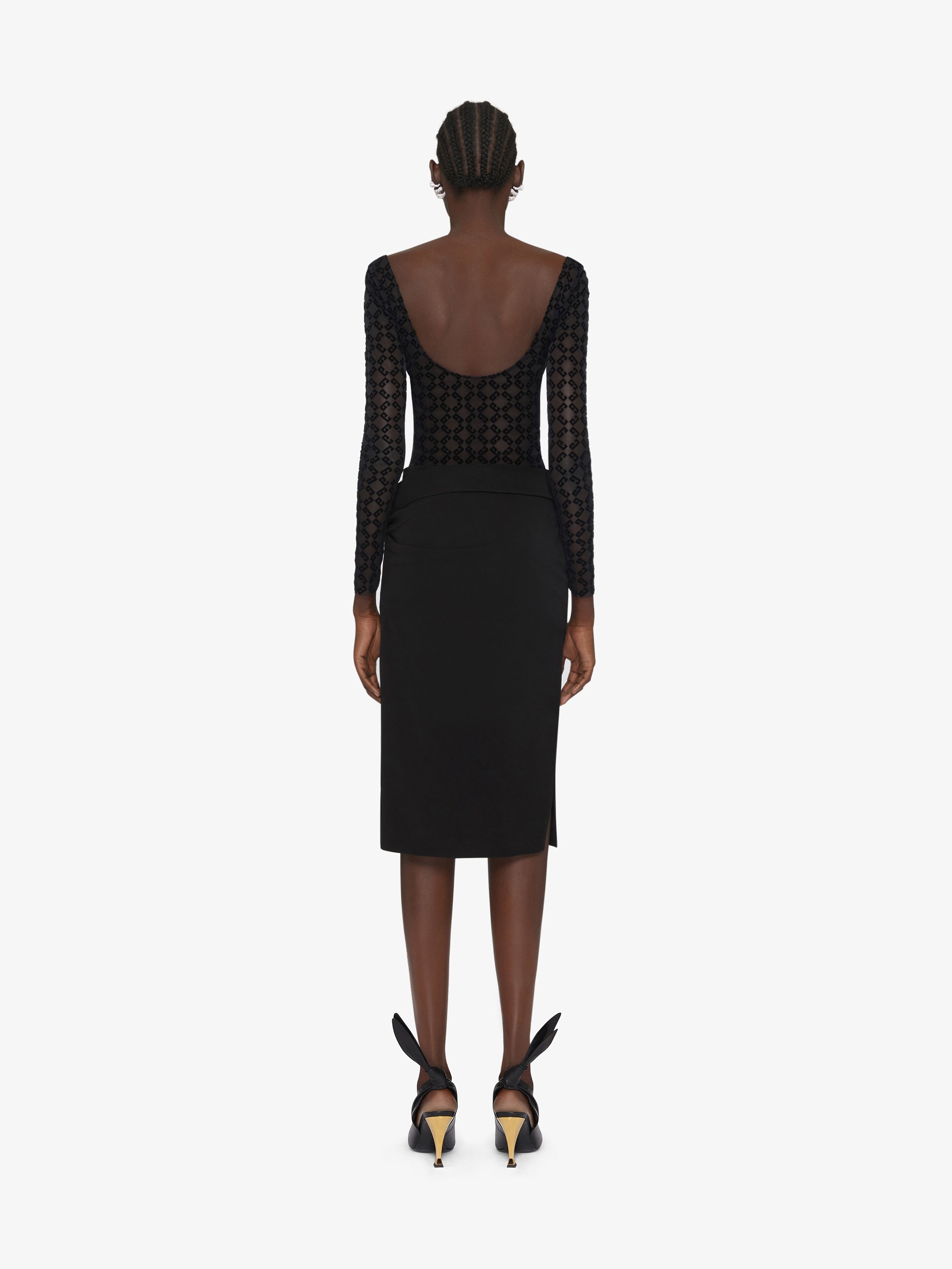 DRAPED DRESS IN JERSEY AND MONOGRAM 72 TULLE - 4