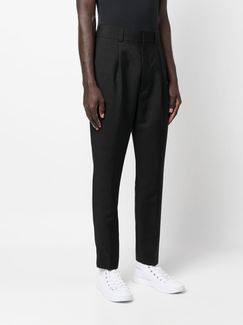 pleated tapered-leg trousers - 3