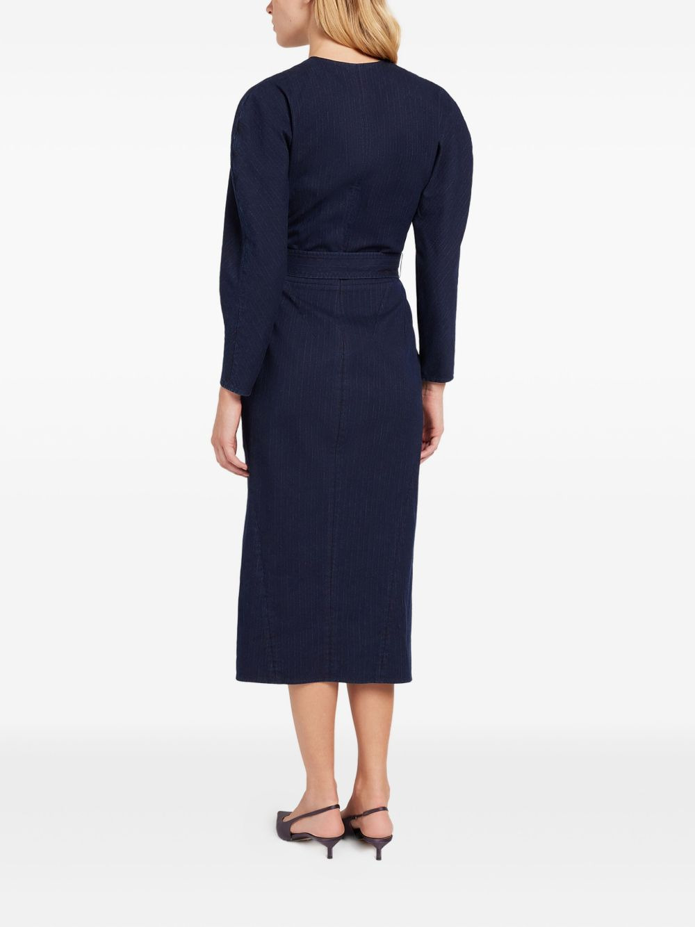 Chic pinstripe belted midi dress - 3