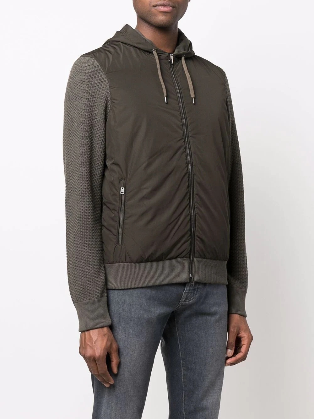 panelled zip-up hooded jacket - 3