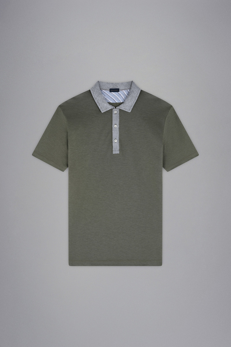 COTTON PIQUÉ POLO SHIRT WITH LINEN DETAILS 1