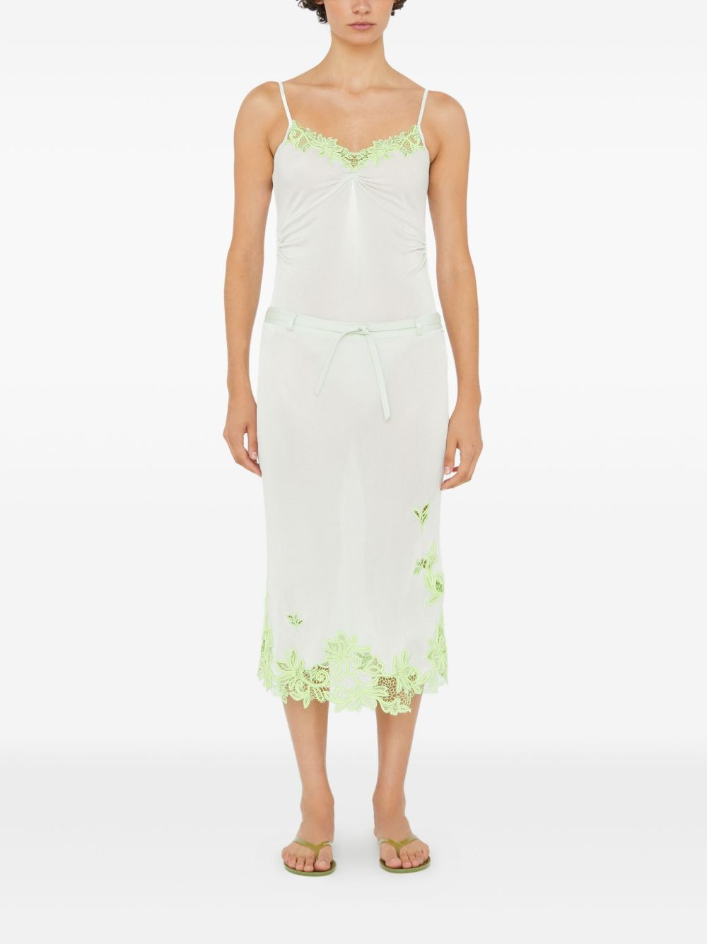 lace-trim midi skirt - 2