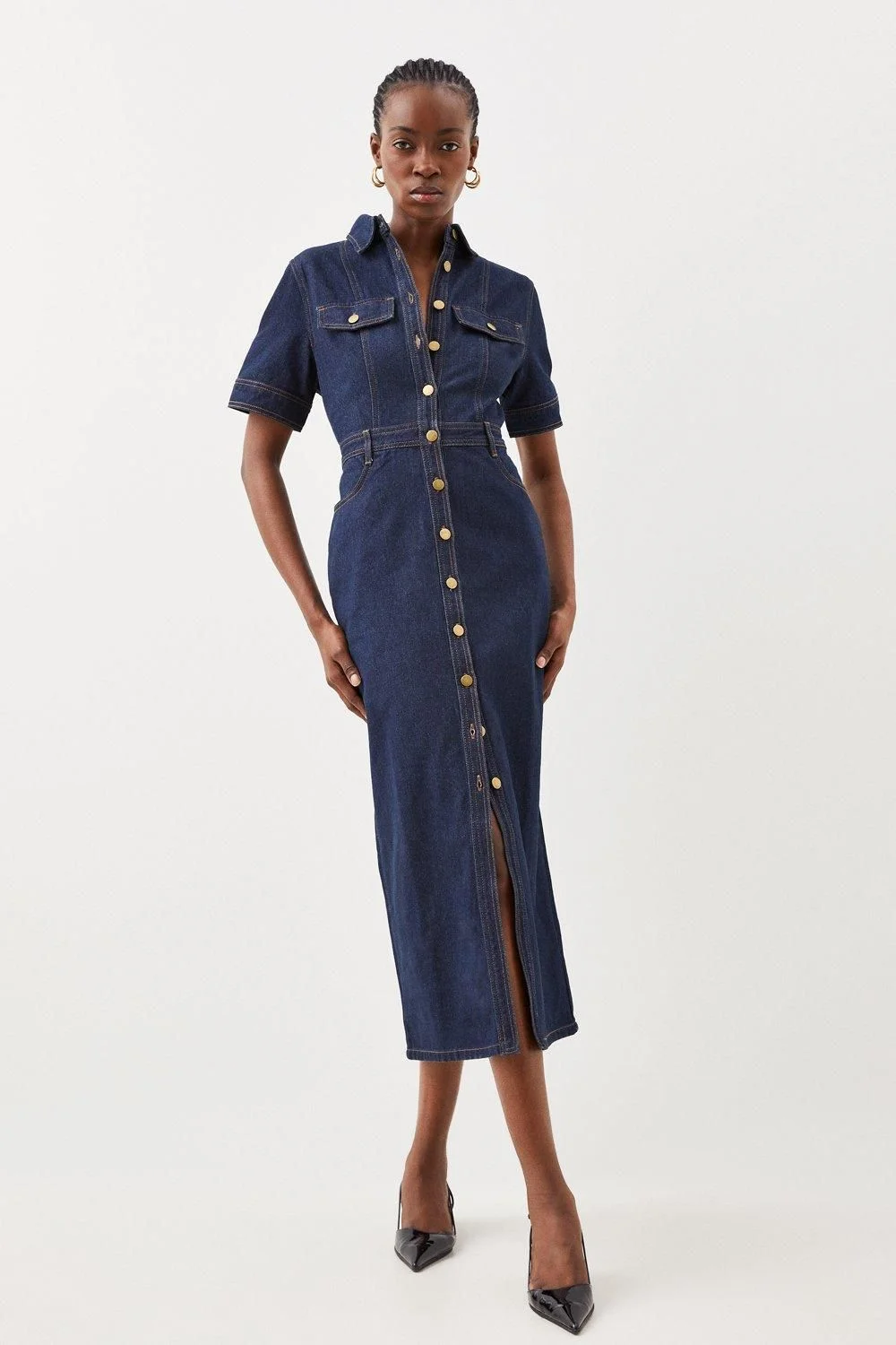Forever Denim Maxi Shirt Dress - 1
