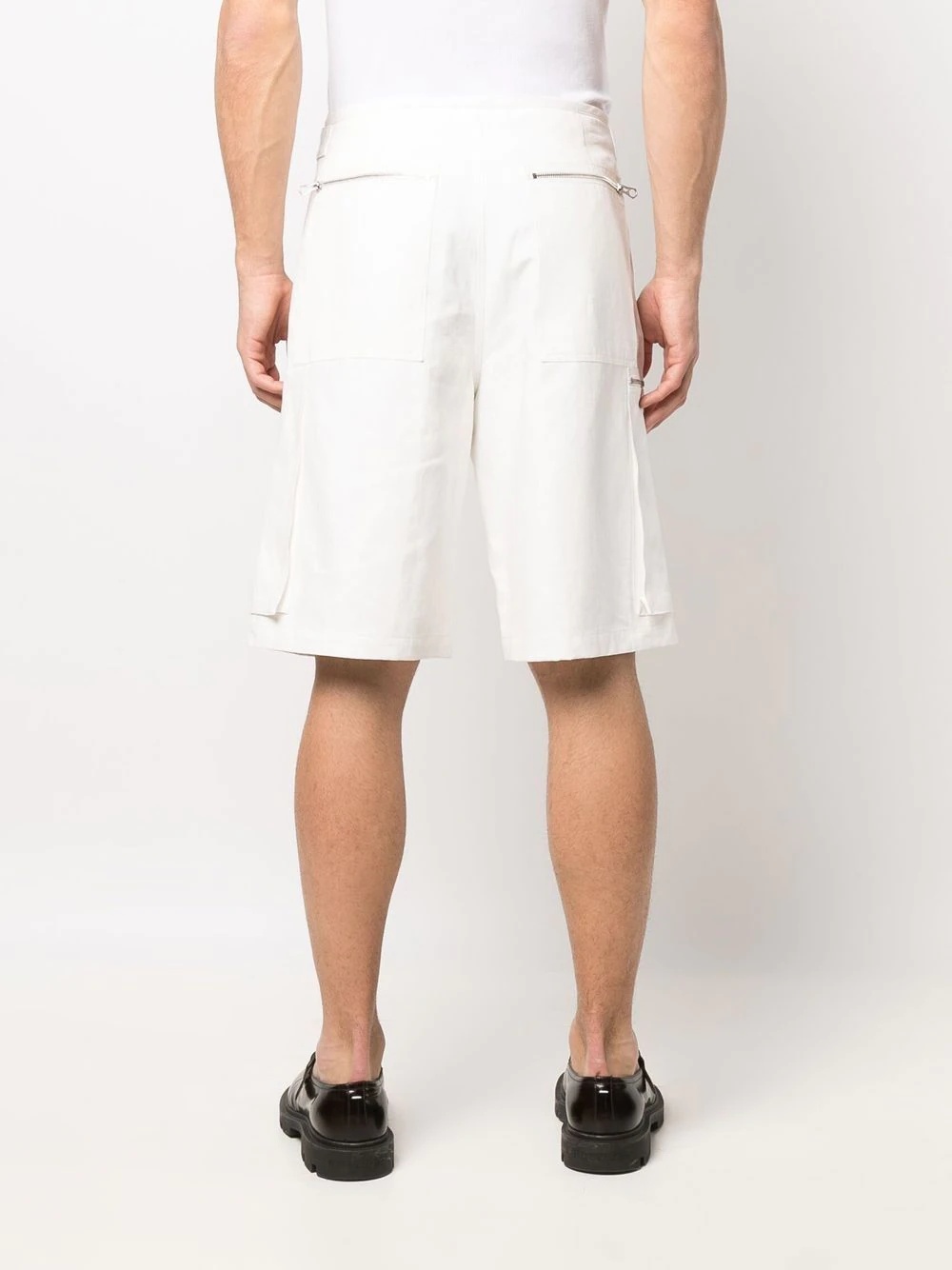 straight-leg linen shorts - 4