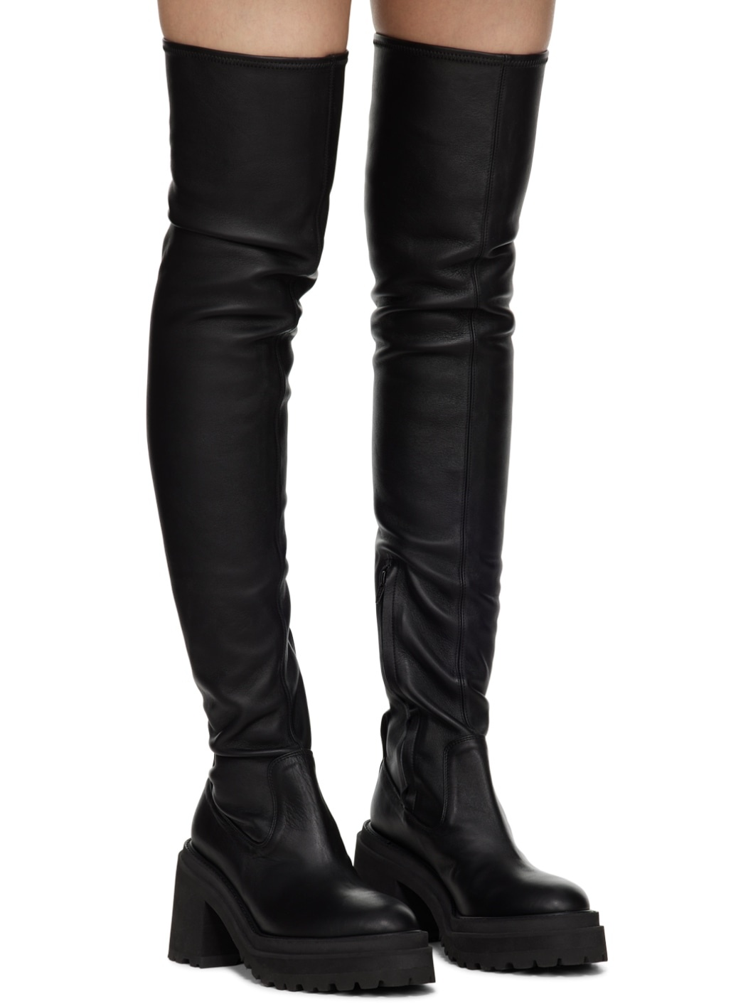Black Leather Tall Boots - 4