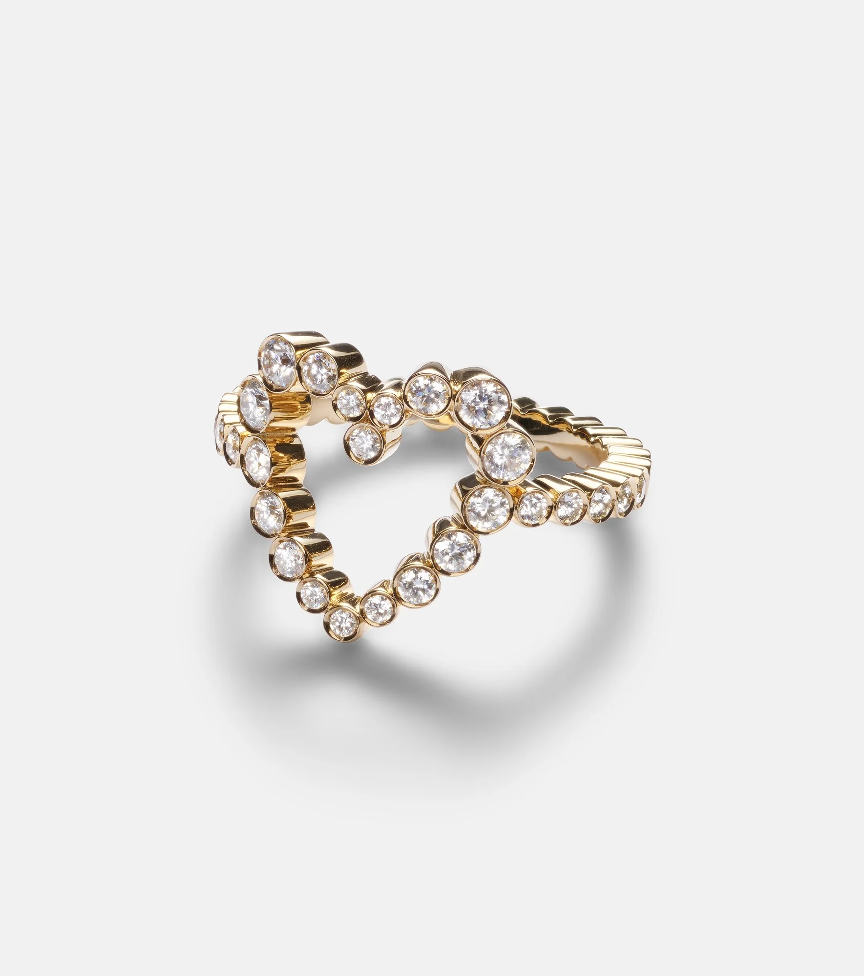 Ensemble Coeur 18kt gold ring with diamonds - 1