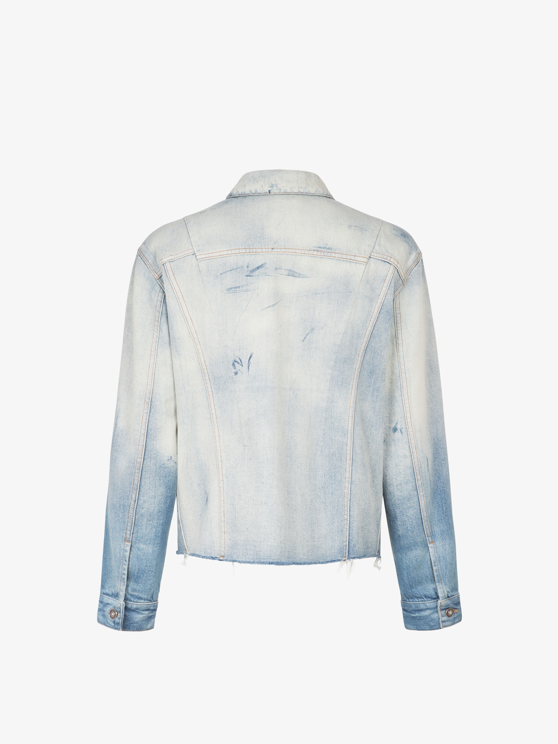 Jacket in washed-out denim with raw cuts - 4