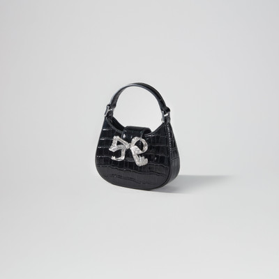 self-portrait Black Croc Crescent Bow Micro Bag outlook