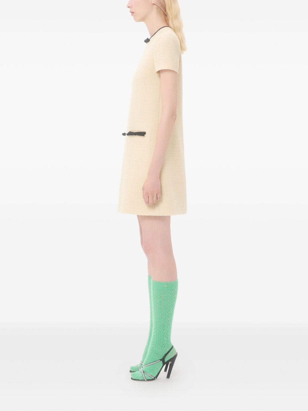 bow-embellished tweed dress - 3