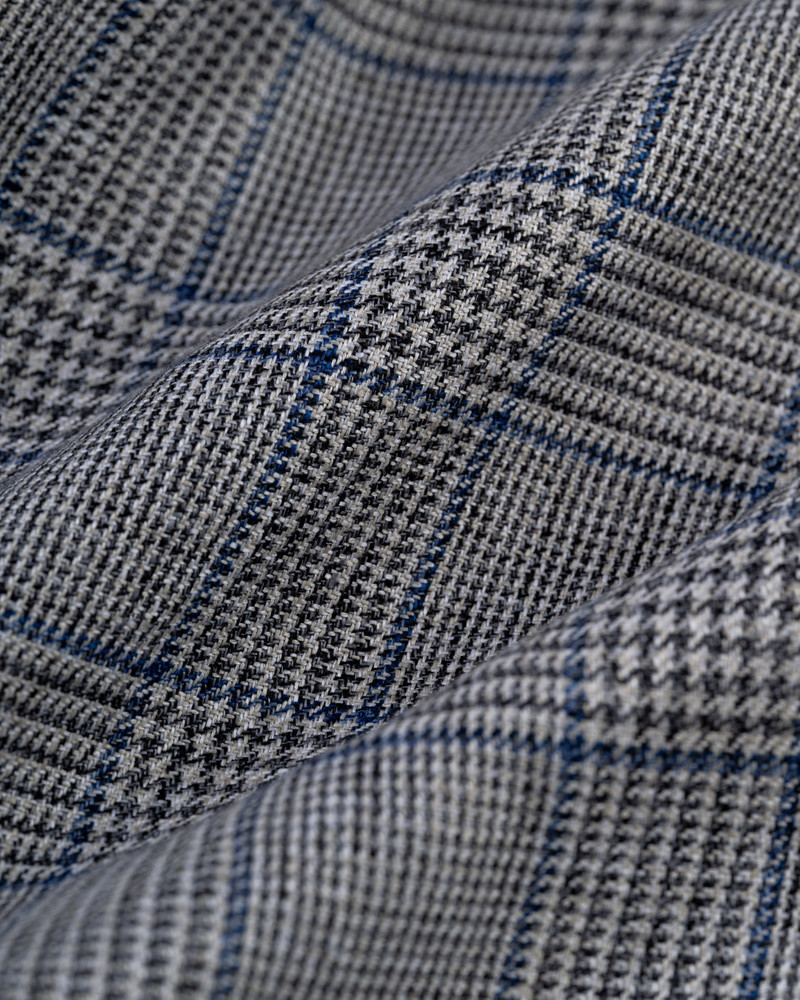GREY & BLUE GLEN PLAID PURE LINEN SPORT COAT - TRIM FIT 3