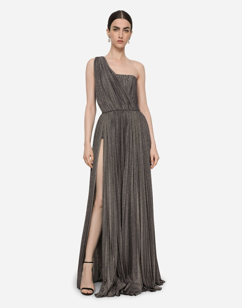 Long lamé jersey one-shoulder 드레스 1