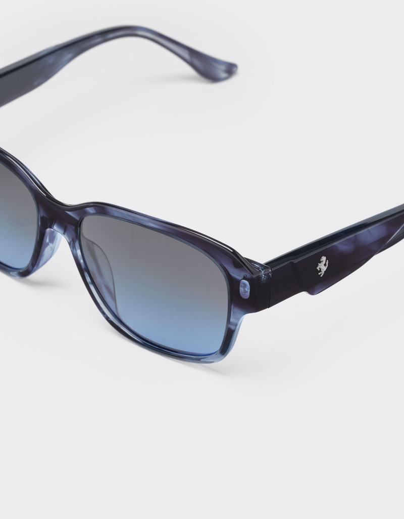 Ferrari sunglasses in striped blue acetate with polarised gradient blue lenses 7