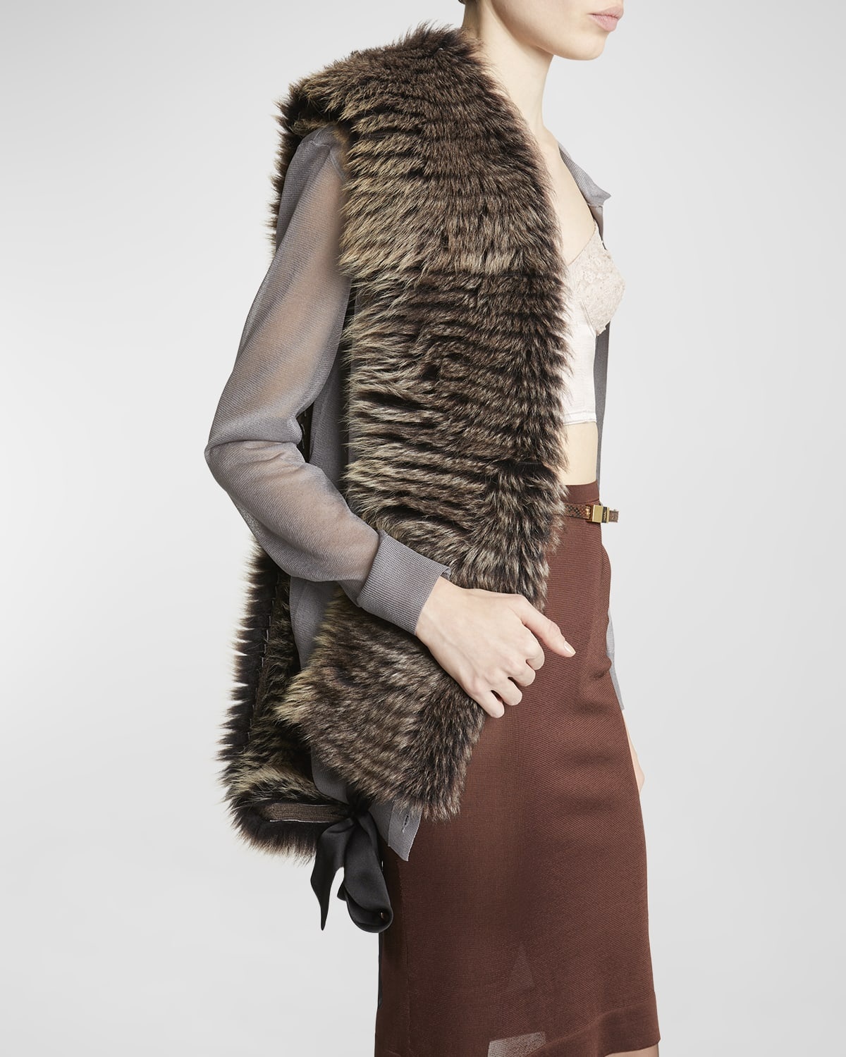 Faux Fur & Cashmere Scarf - 3