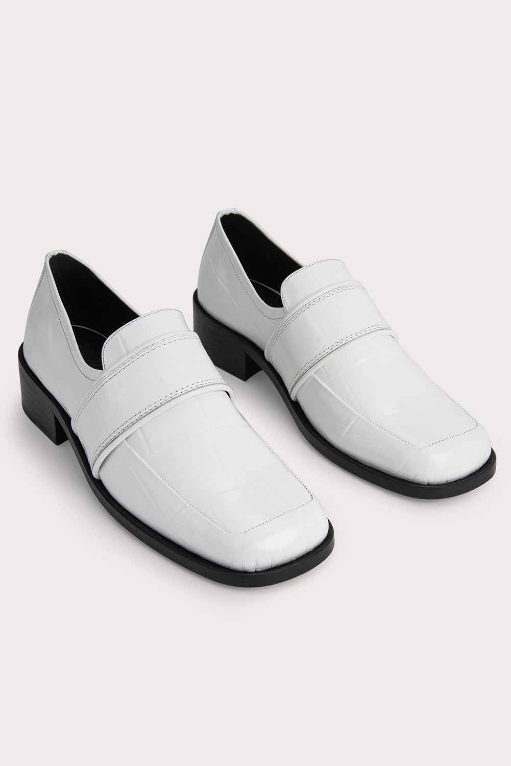 CYRIL WHITE MAXI CROCO EMBOSSED LEATHER - 2