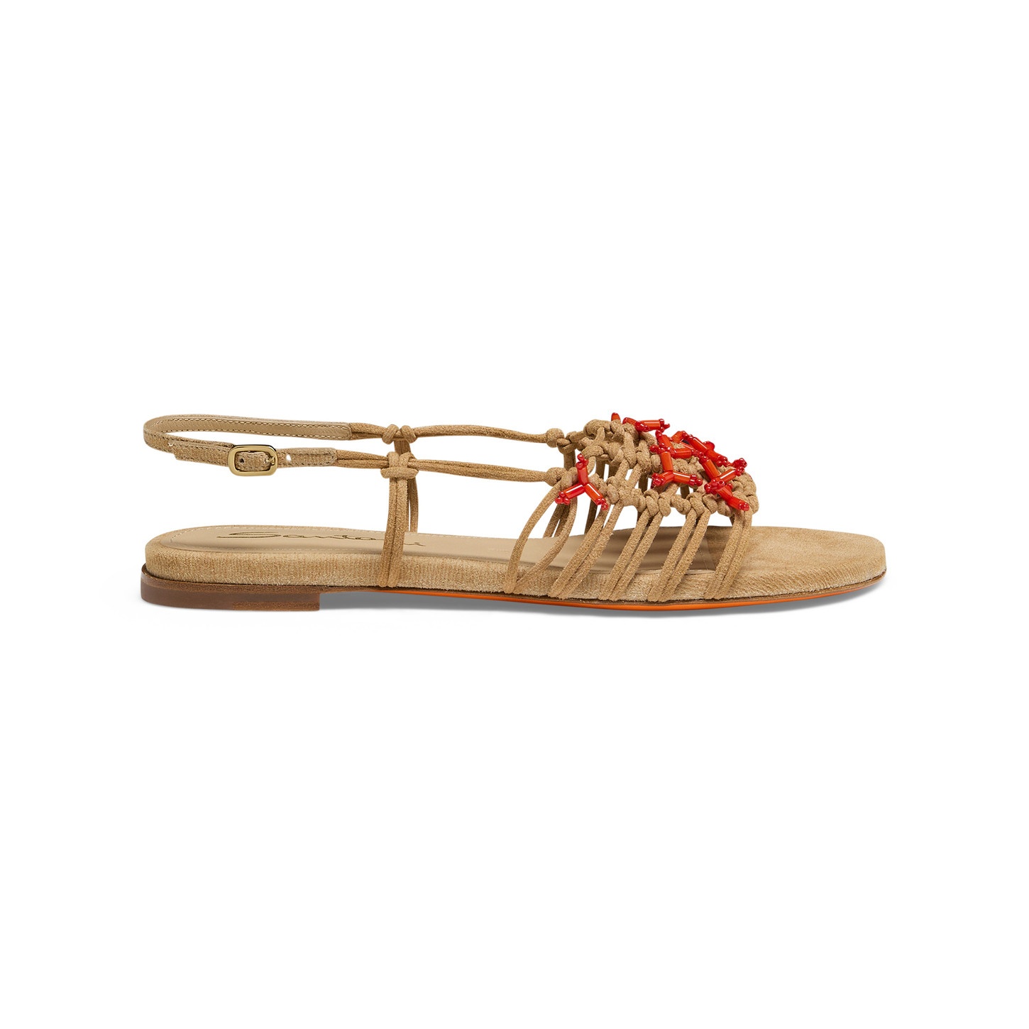Women's beige suede and corals sandal - 1