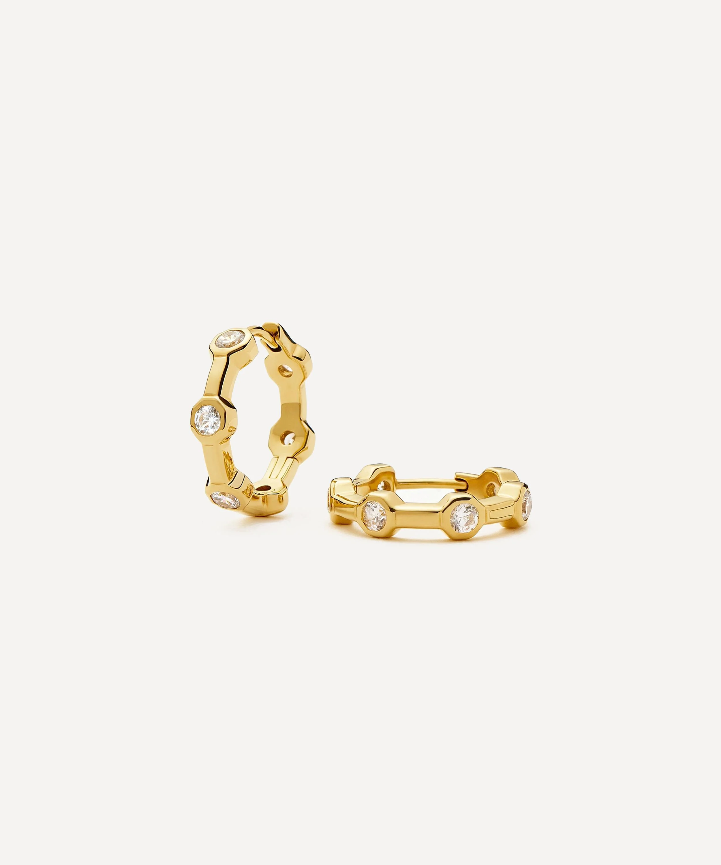 18ct Gold-Plated Lucy Williams Tennis Small Hoop Earrings - 1