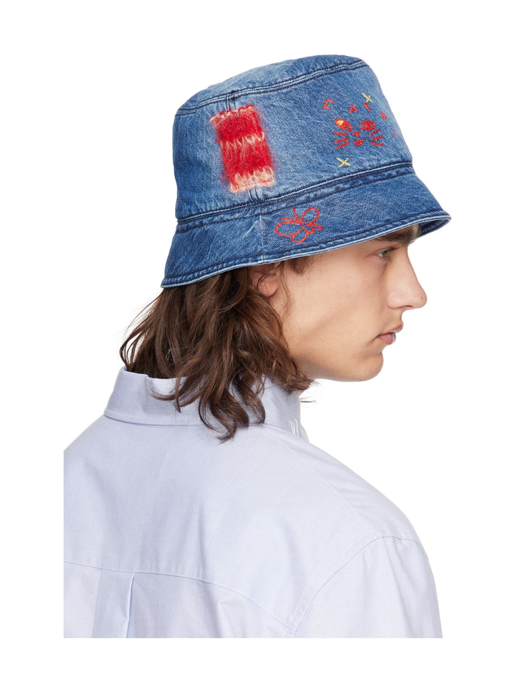 Blue Stonewashed Organic Denim Bucket Hat - 3