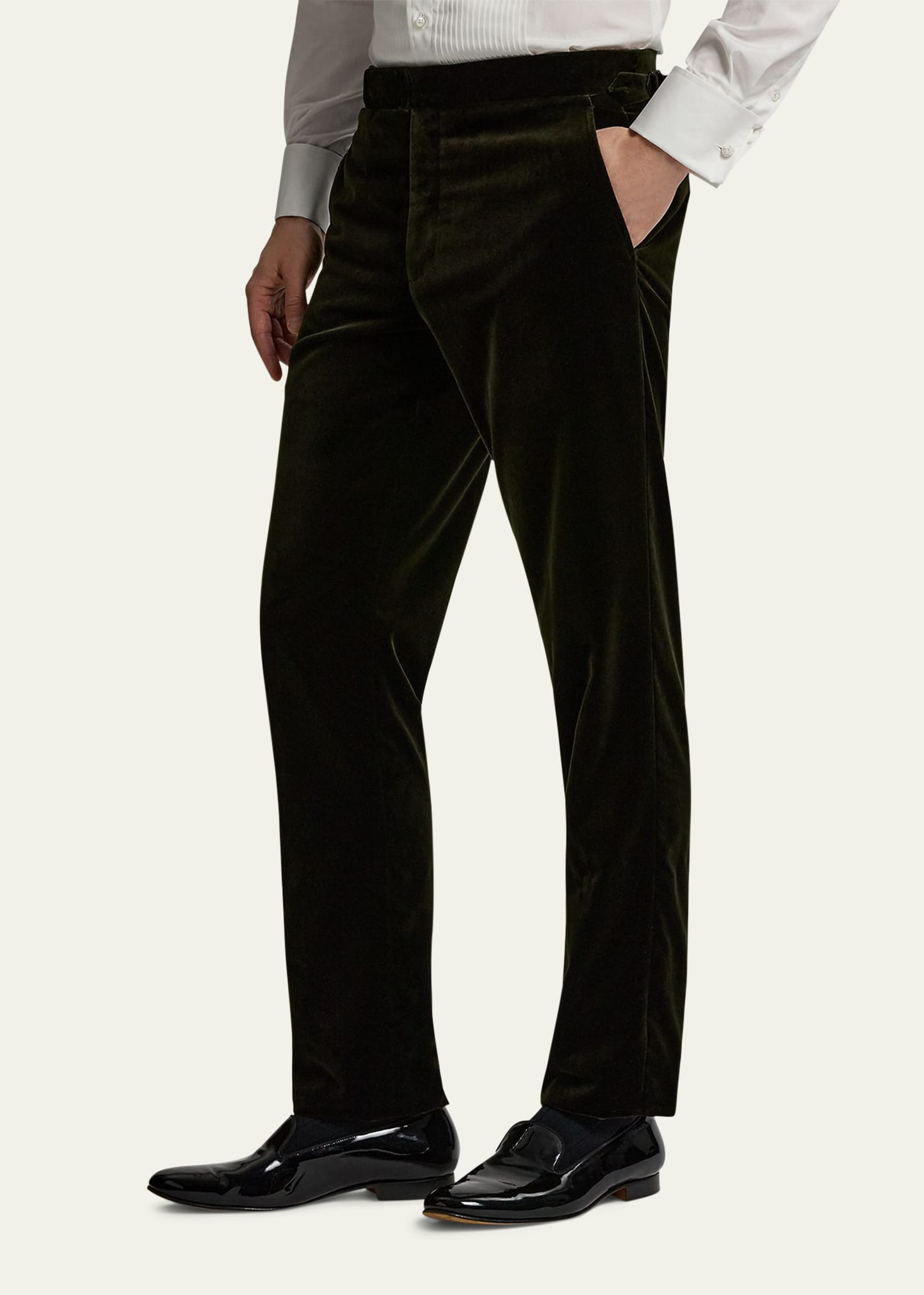Men's Cotton Velvet Waist-Tab Straight Fit Trousers - 4