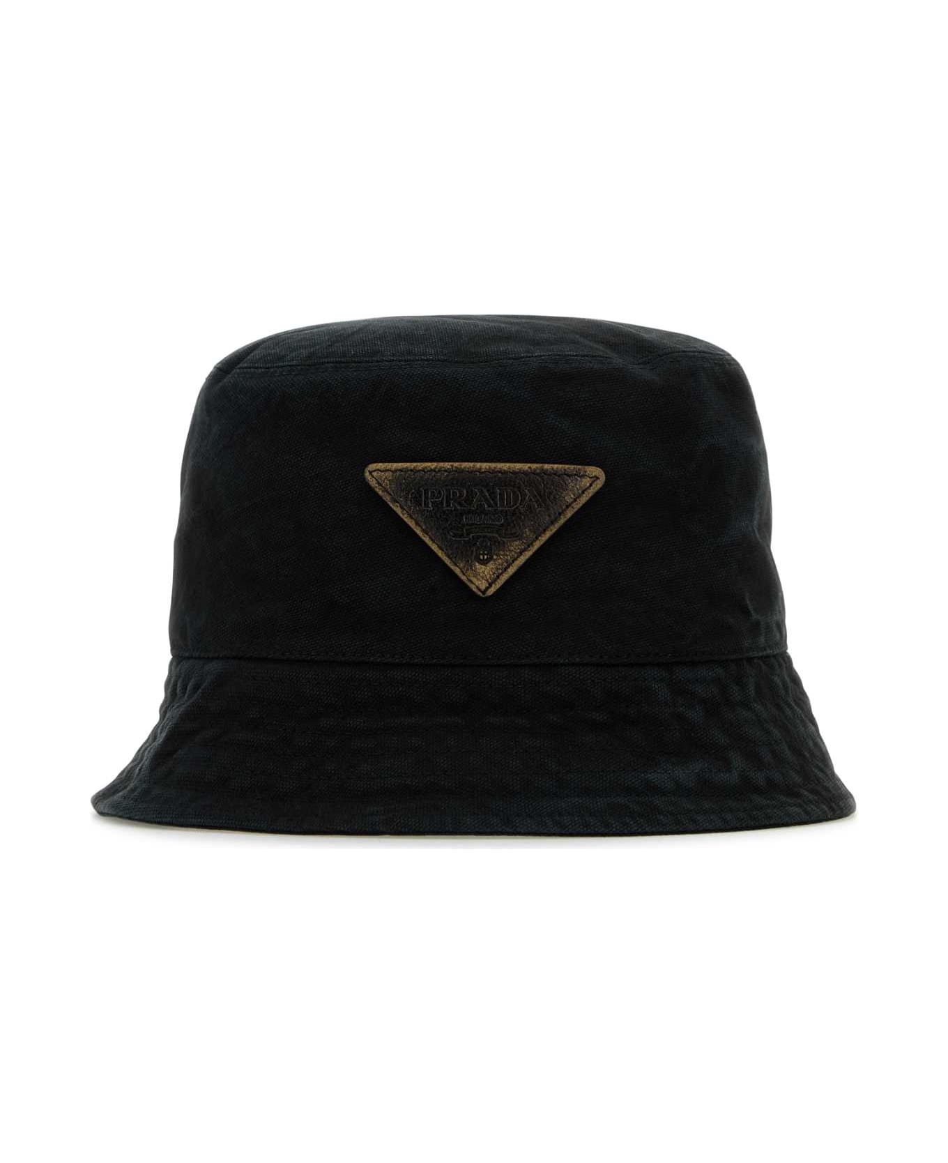 Black Cotton Bucket Hat - 2