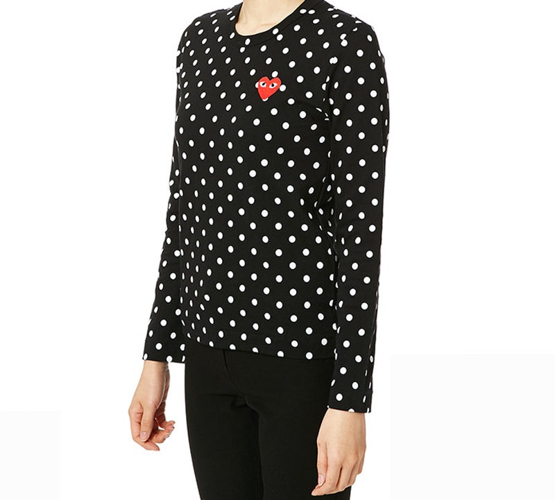 (WMNS) COMME des GARCONS PLAY Polka Dots Long Sleeves Tee 'Black White' AZ-T165-051-1 - 4