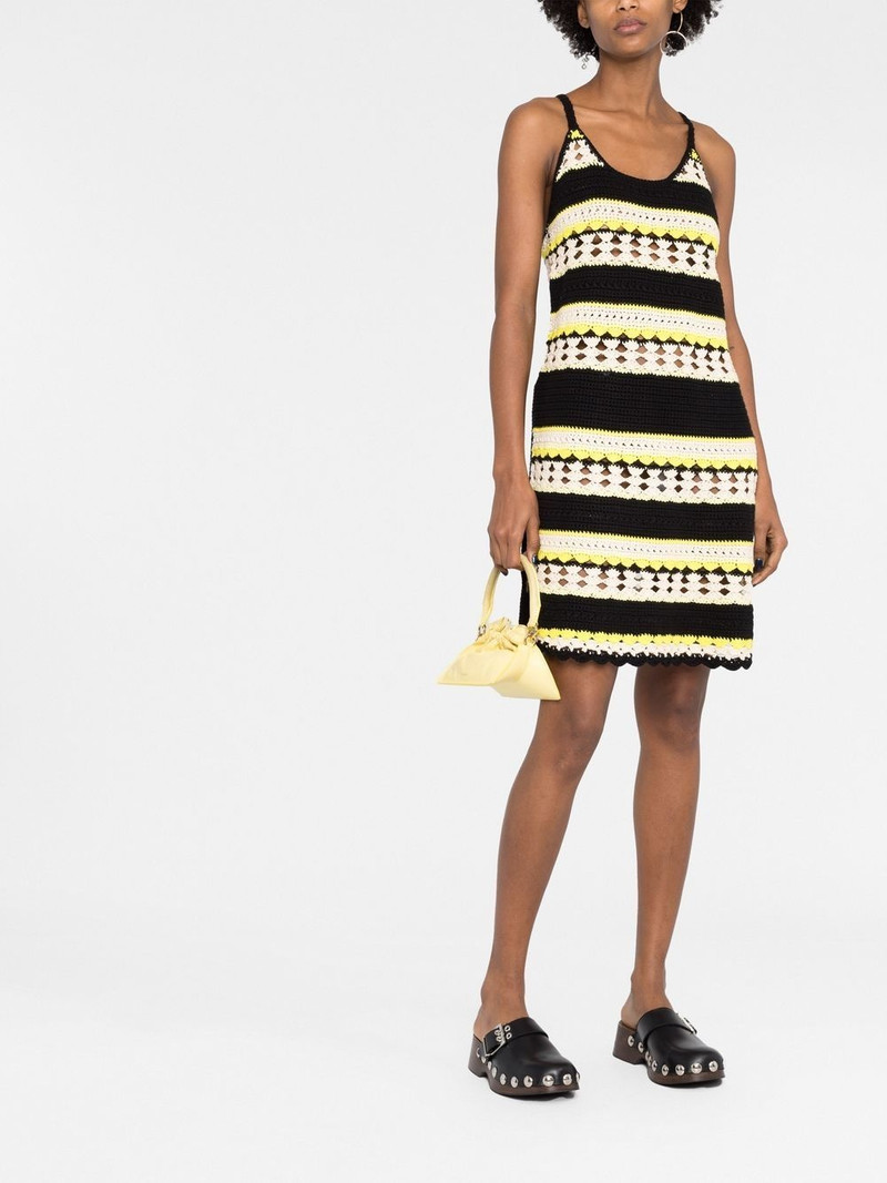 GANNI striped open-knit minidress outlook