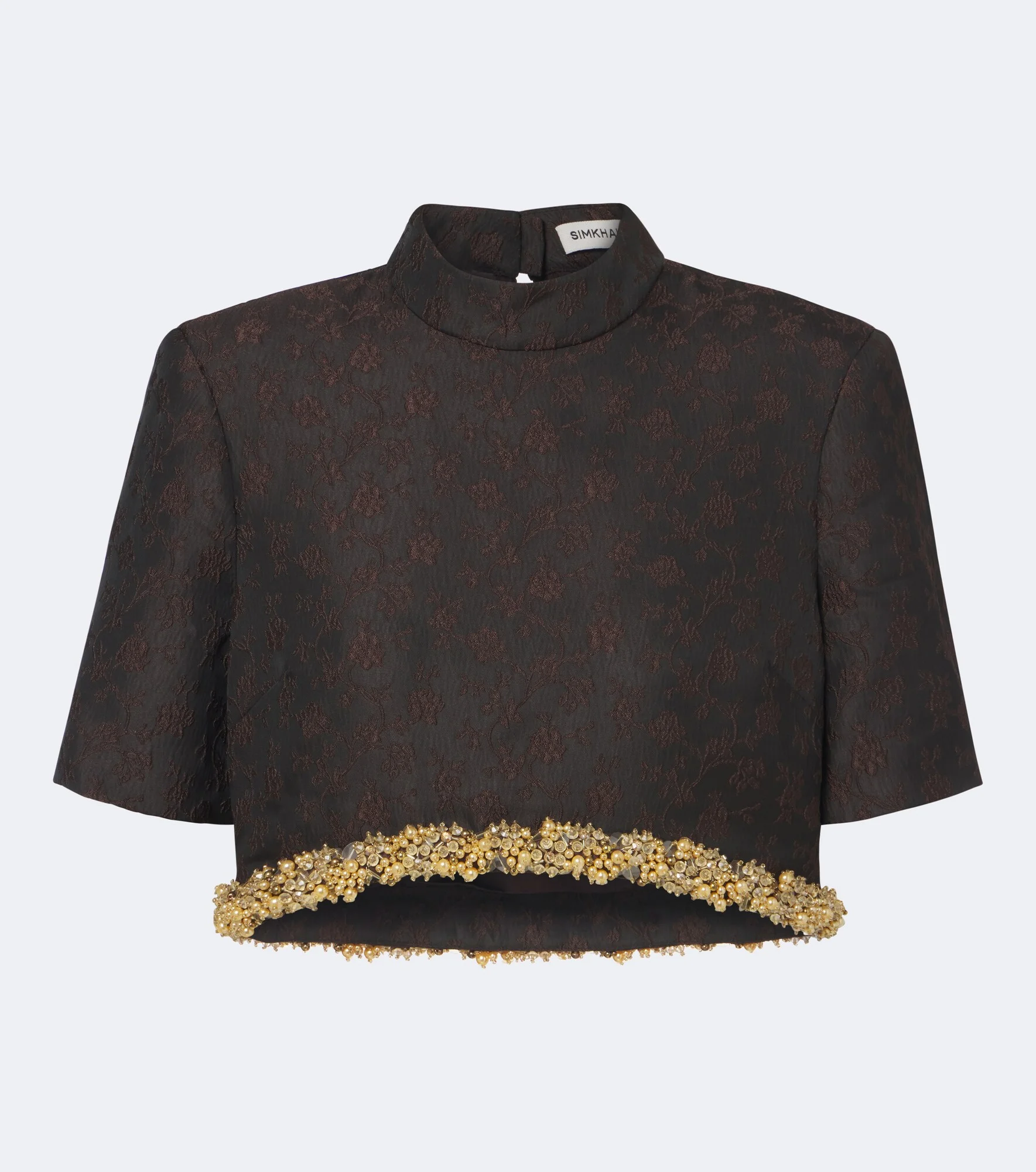 Jalen embellished jacquard crop top - 1