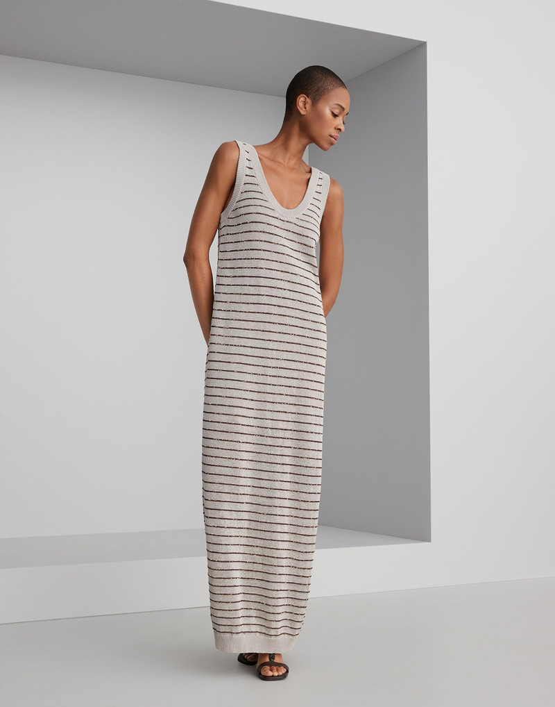 Cotton dazzling stripes knit dress 1