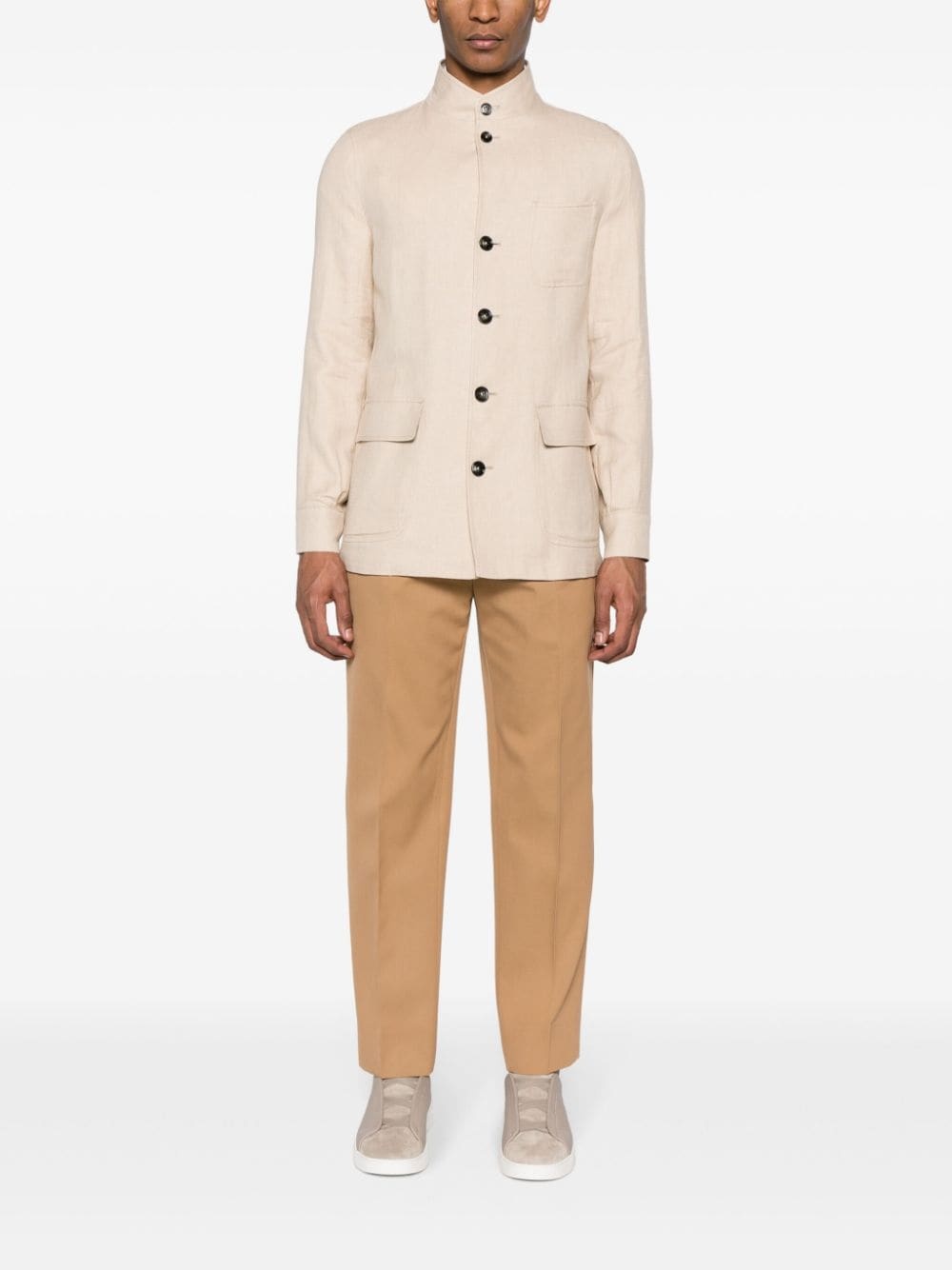 linen-blend shirt jacket - 2