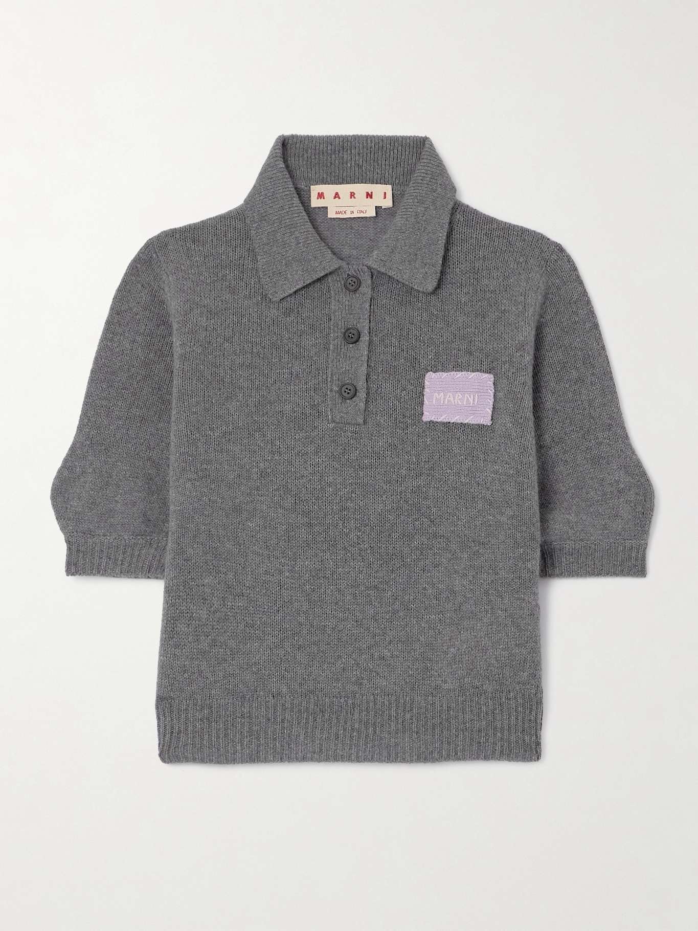 Logo-appliquéd cashmere polo shirt - 1