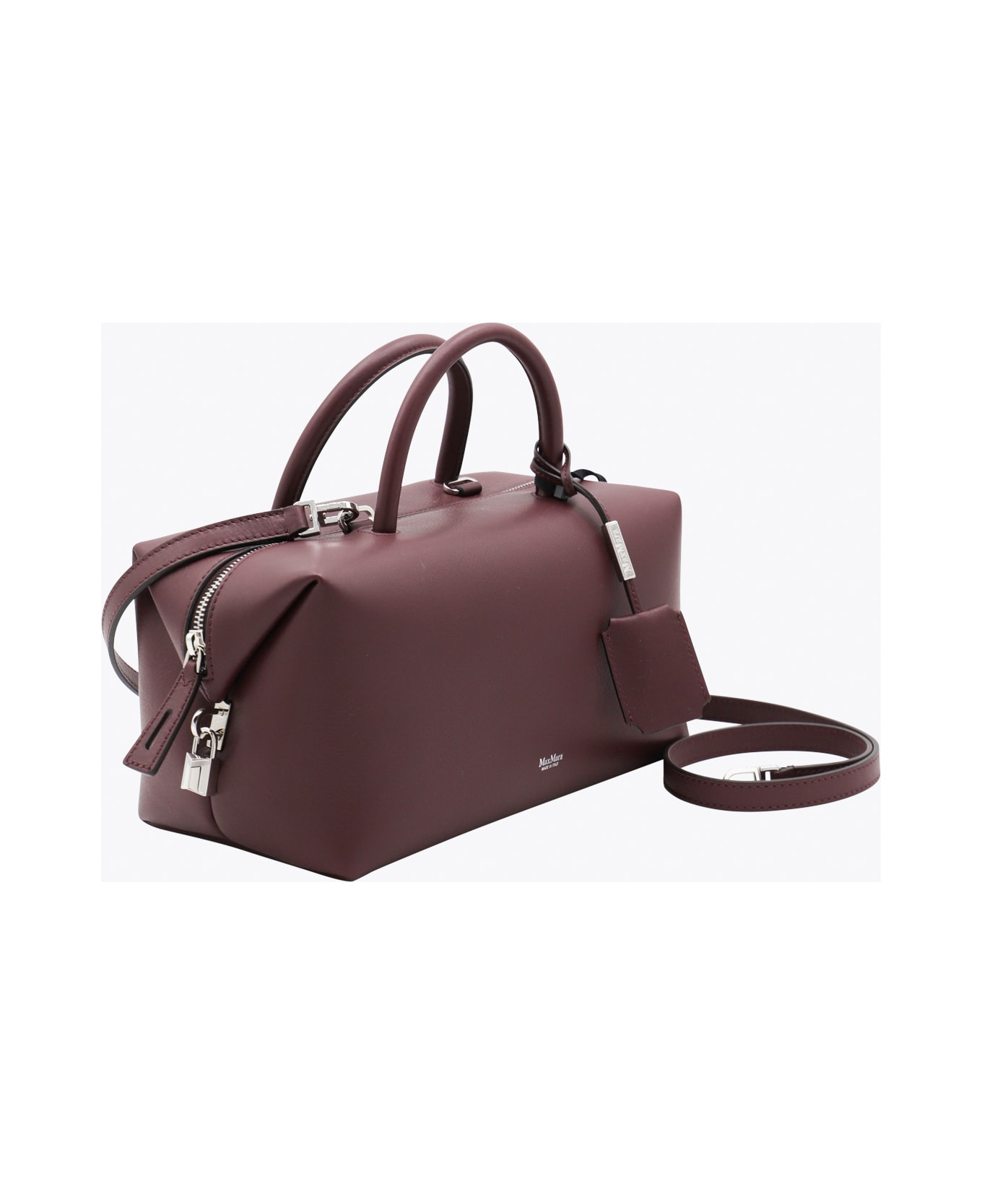 Dark Red Leather Holdallm Top Handle Bag - 2