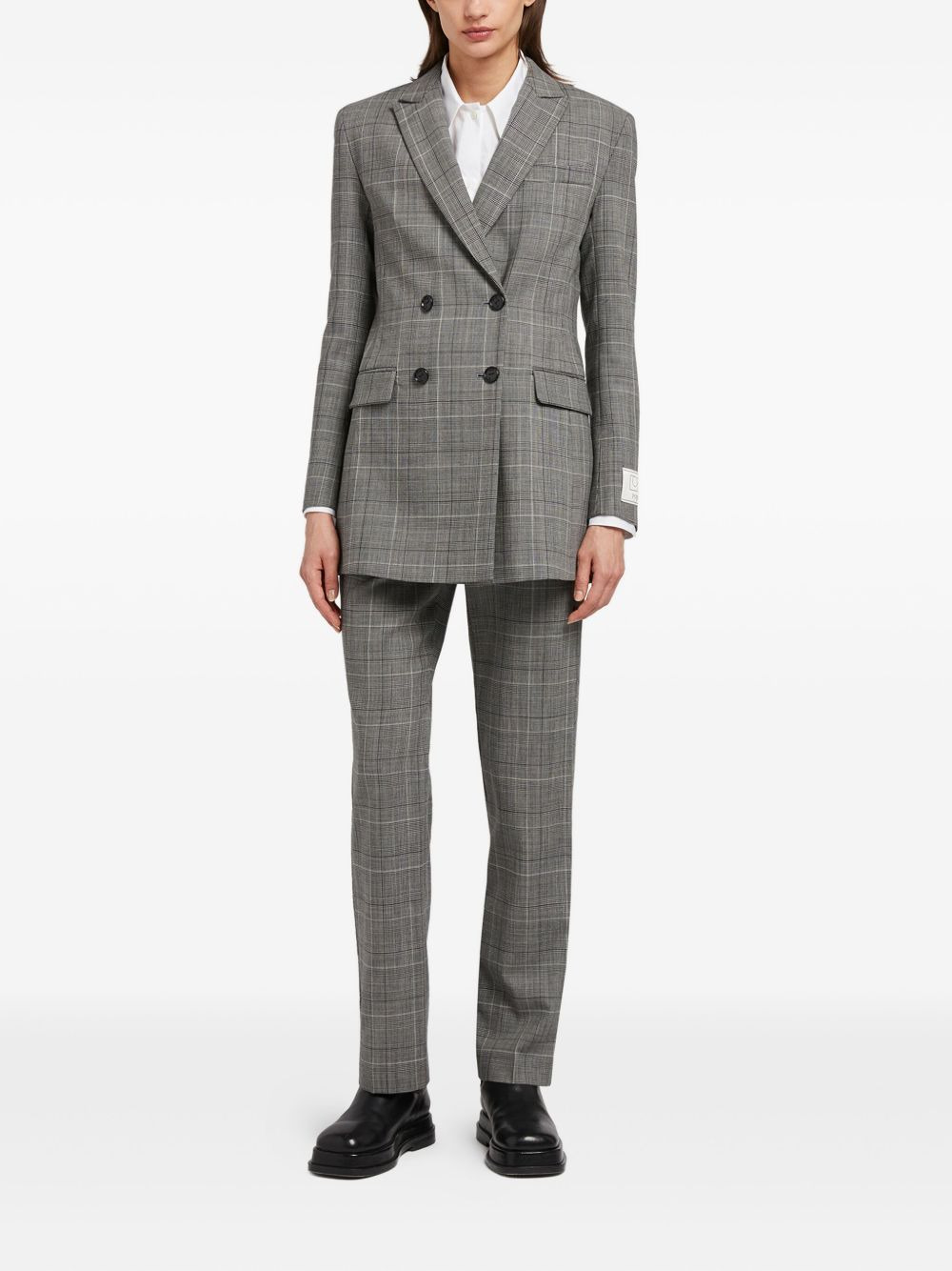 double-breasted checked blazer - 2