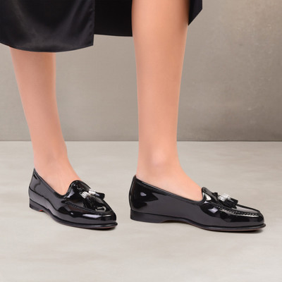 Santoni Women's black patent leather Andrea loafer outlook