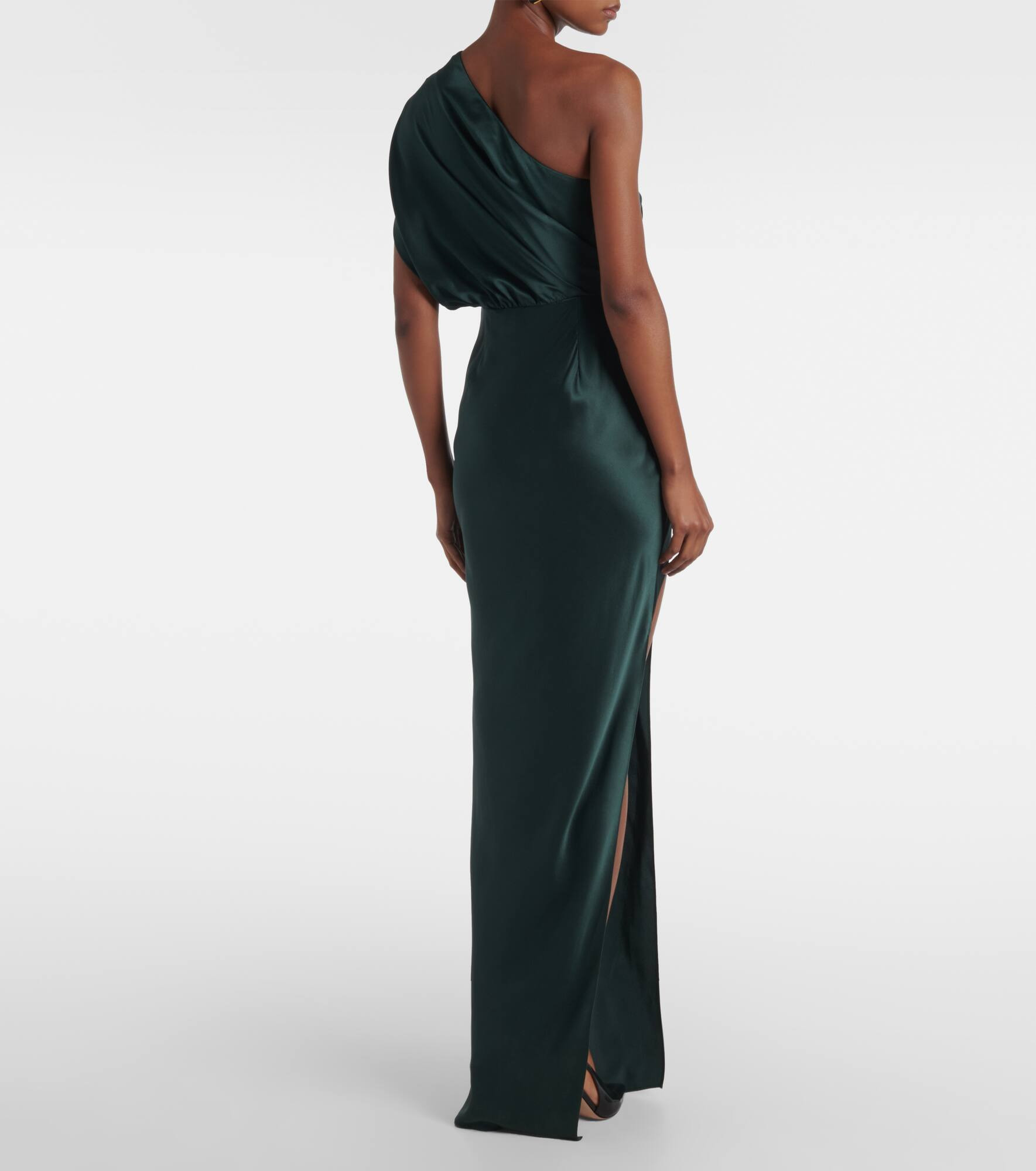 Draped silk satin gown - 3
