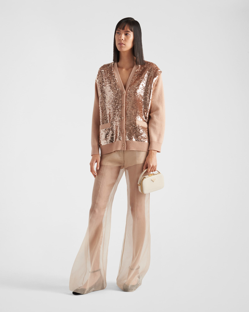 Prada Cashmere and wool cardigan with sequins outlook