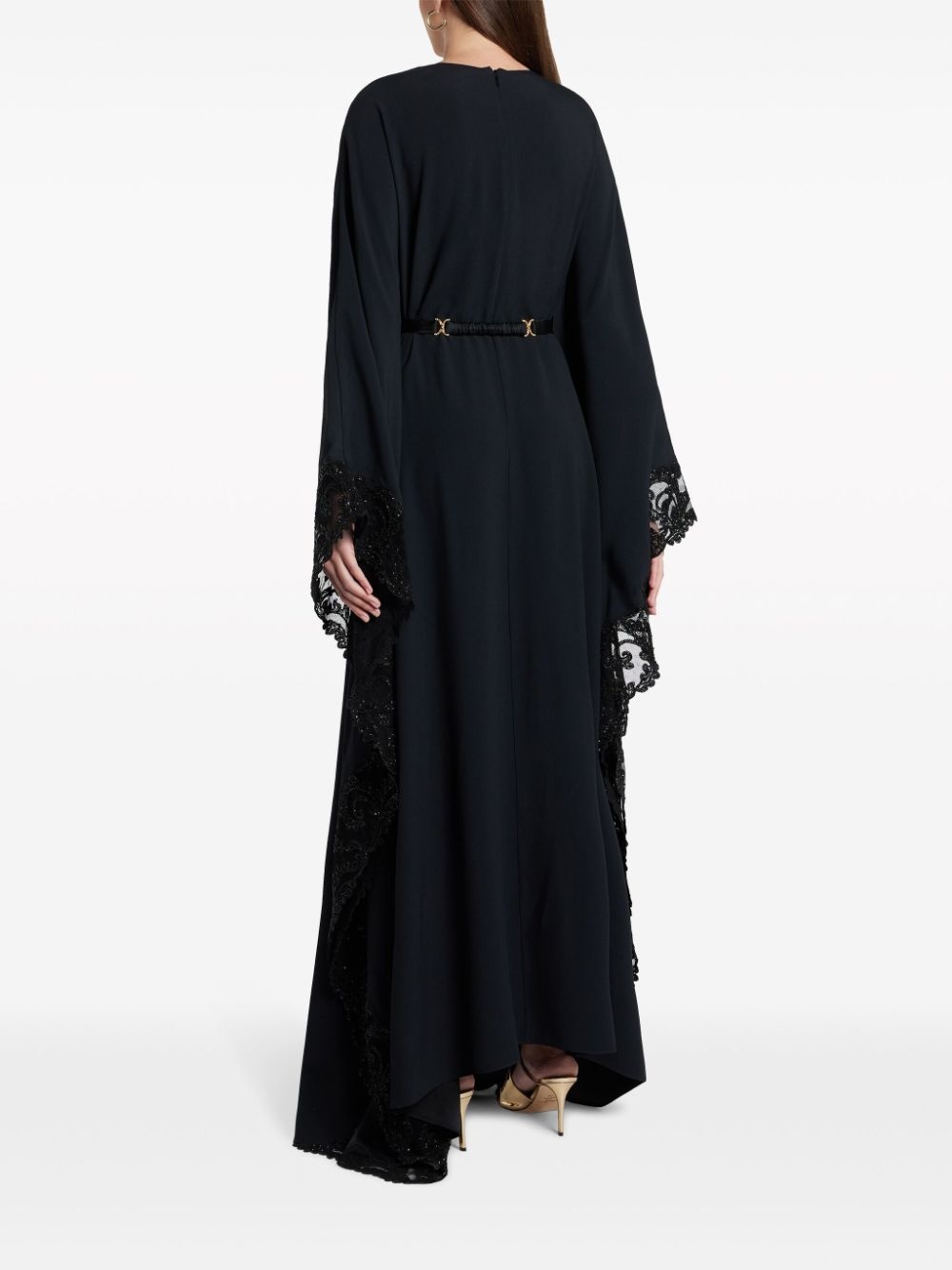 Barocco lace-trim satin gown - 4