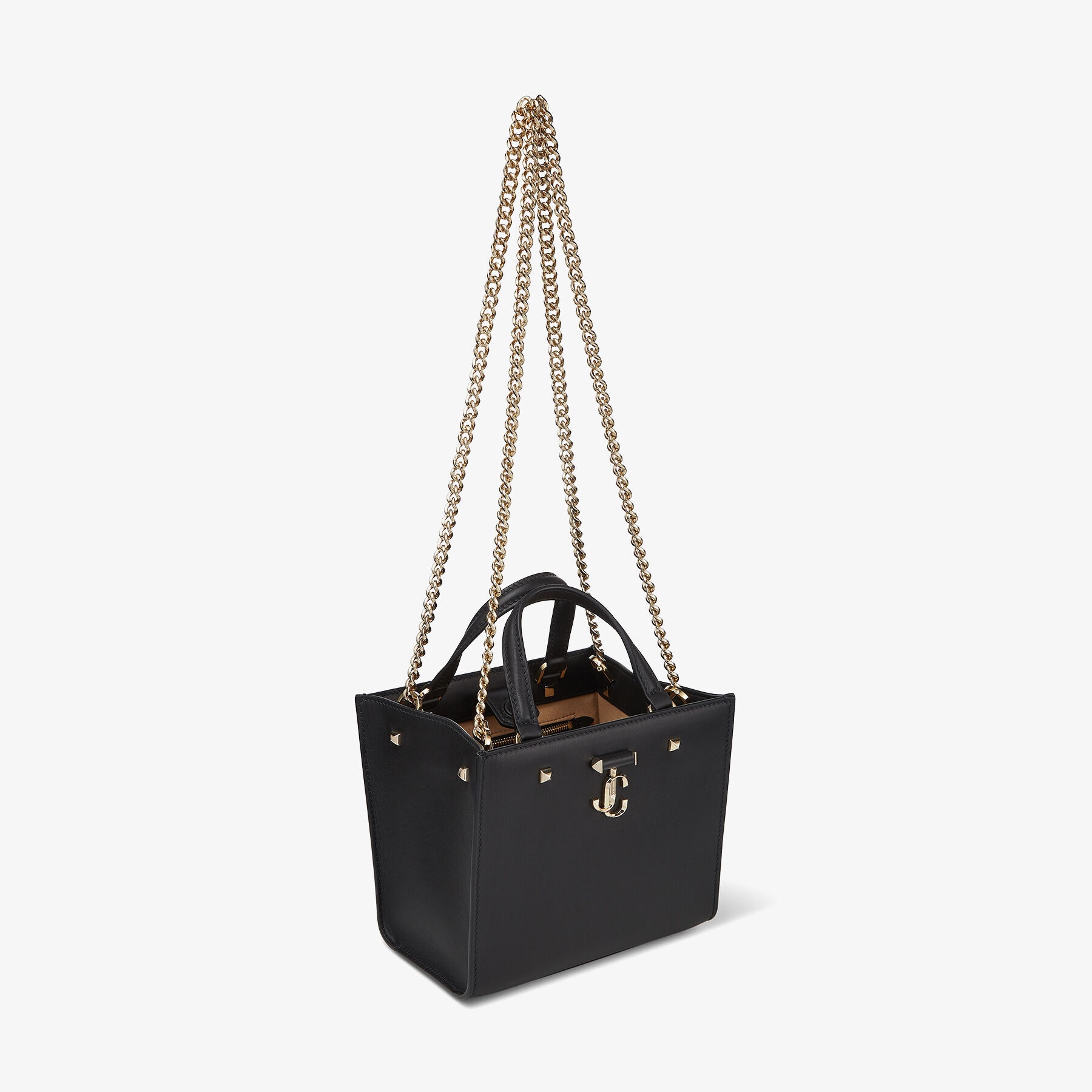 Varenne Tote Bag S
Black Fine Shiny Calf Leather Tote Bag with Light Gold JC Emblem - 6